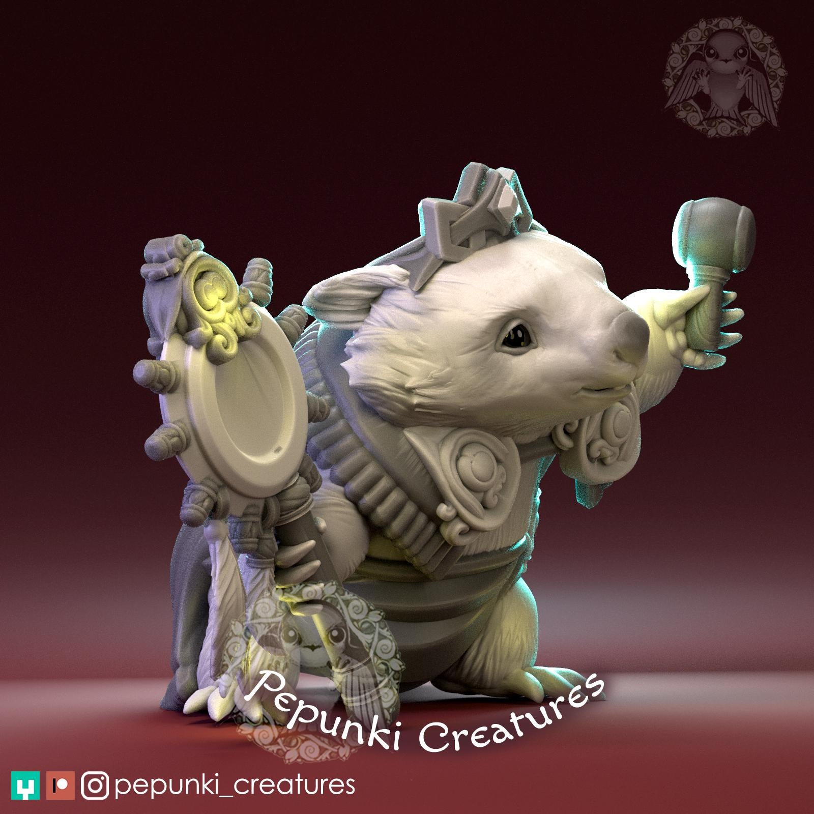 Wombat Shaman Wizard | Tabletop Miniature | Pepunki Creatures