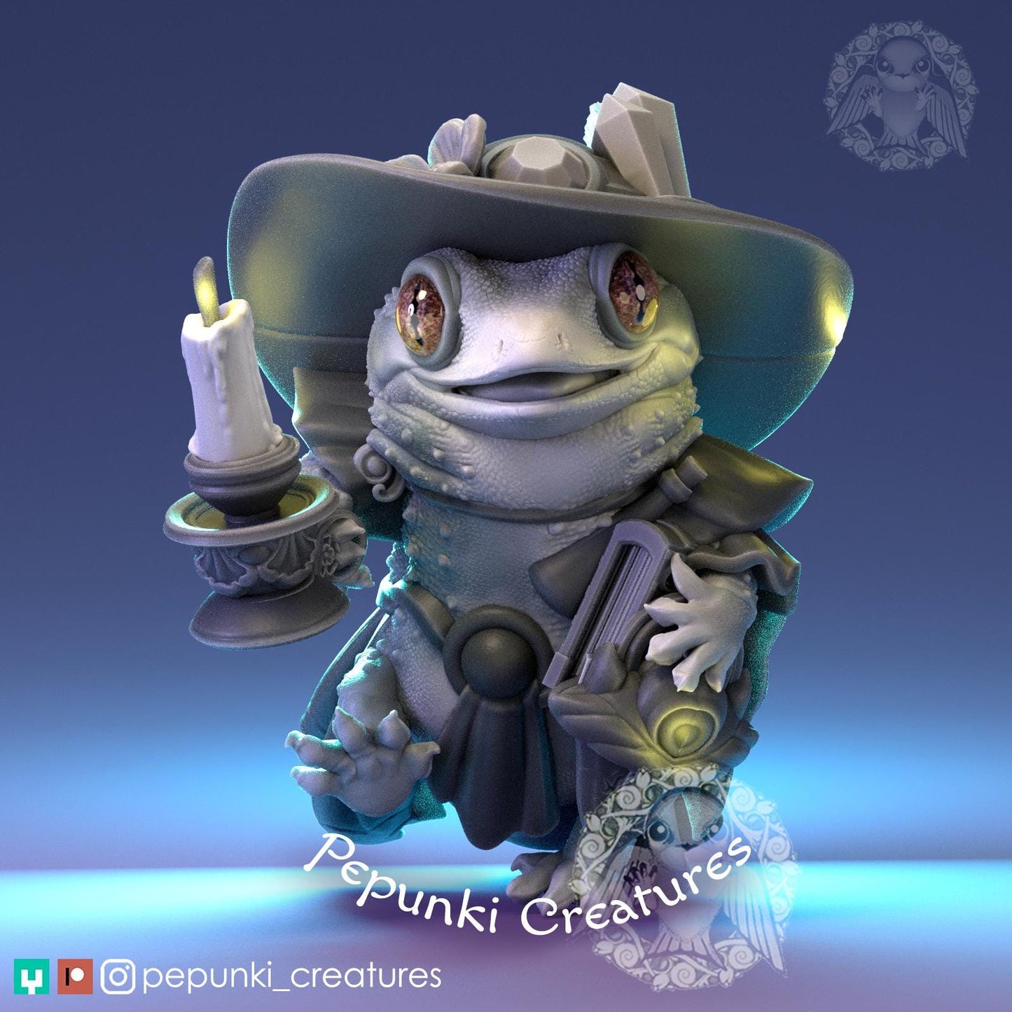 Tokay Gecko Wizard | Tabletop Miniature | Pepunki Creatures
