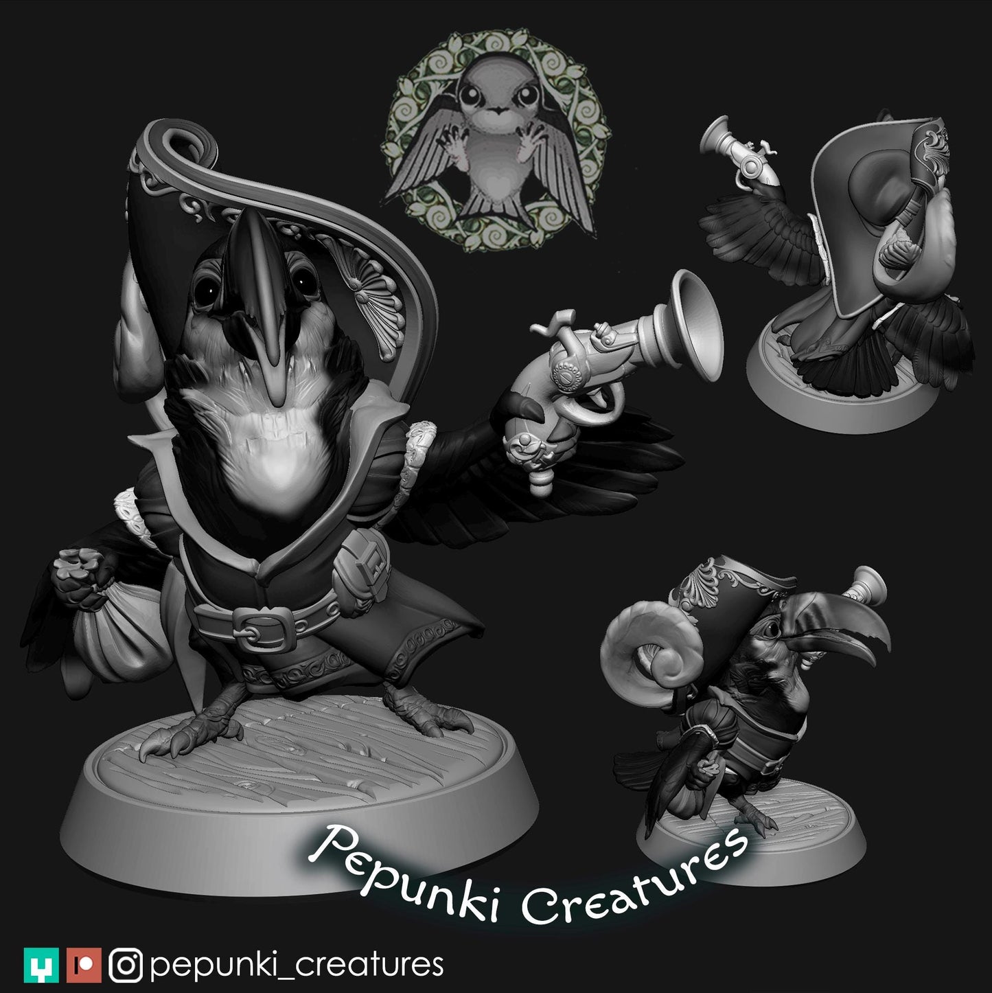 Toucan Pirate | Tabletop Miniature | Pepunki Creatures