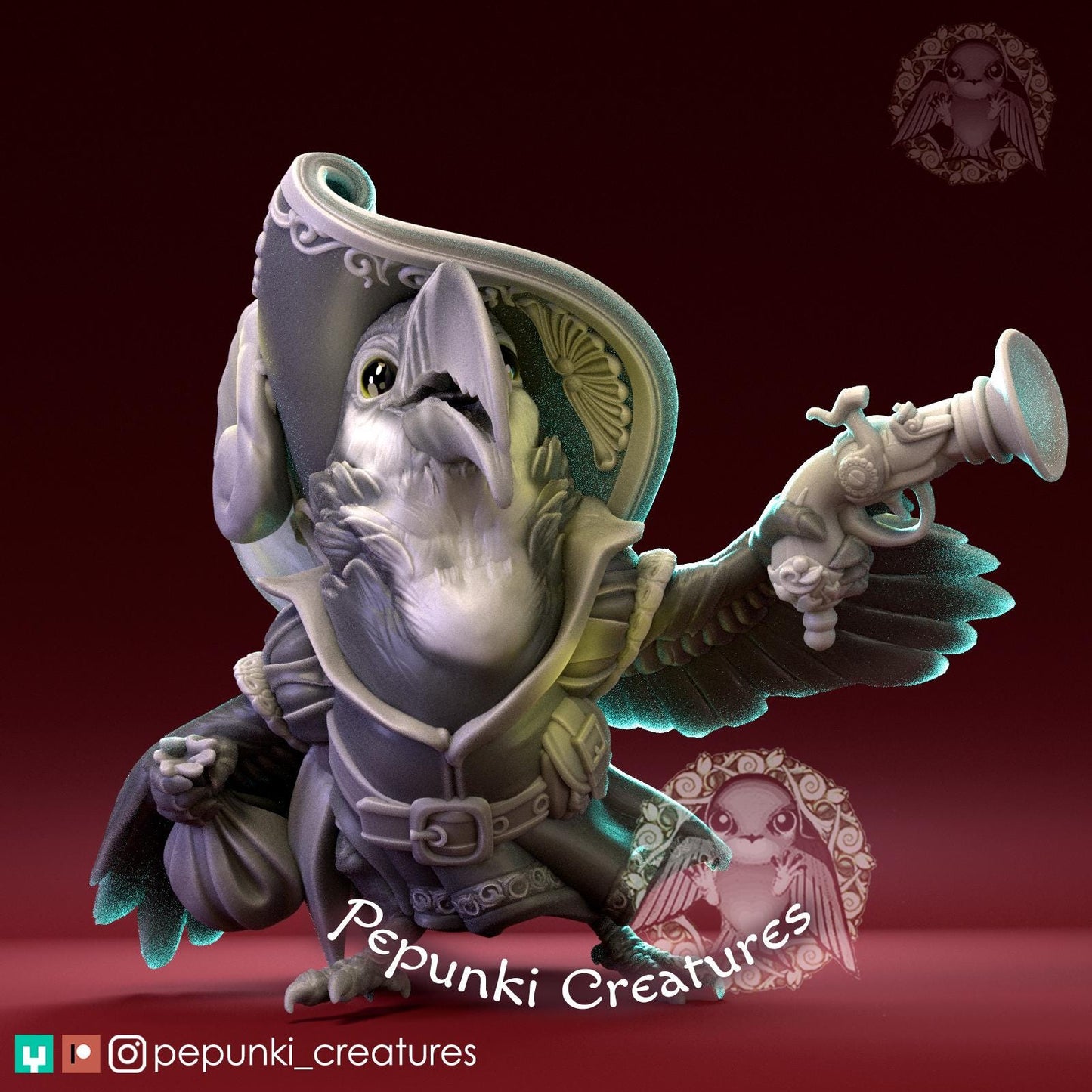 Toucan Pirate | Tabletop Miniature | Pepunki Creatures