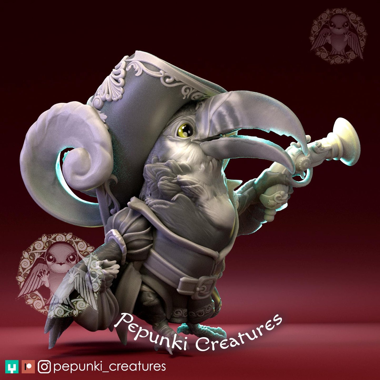Toucan Pirate | Tabletop Miniature | Pepunki Creatures