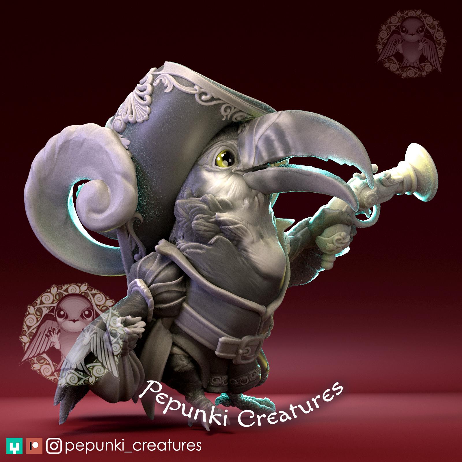 Toucan Pirate | Tabletop Miniature | Pepunki Creatures