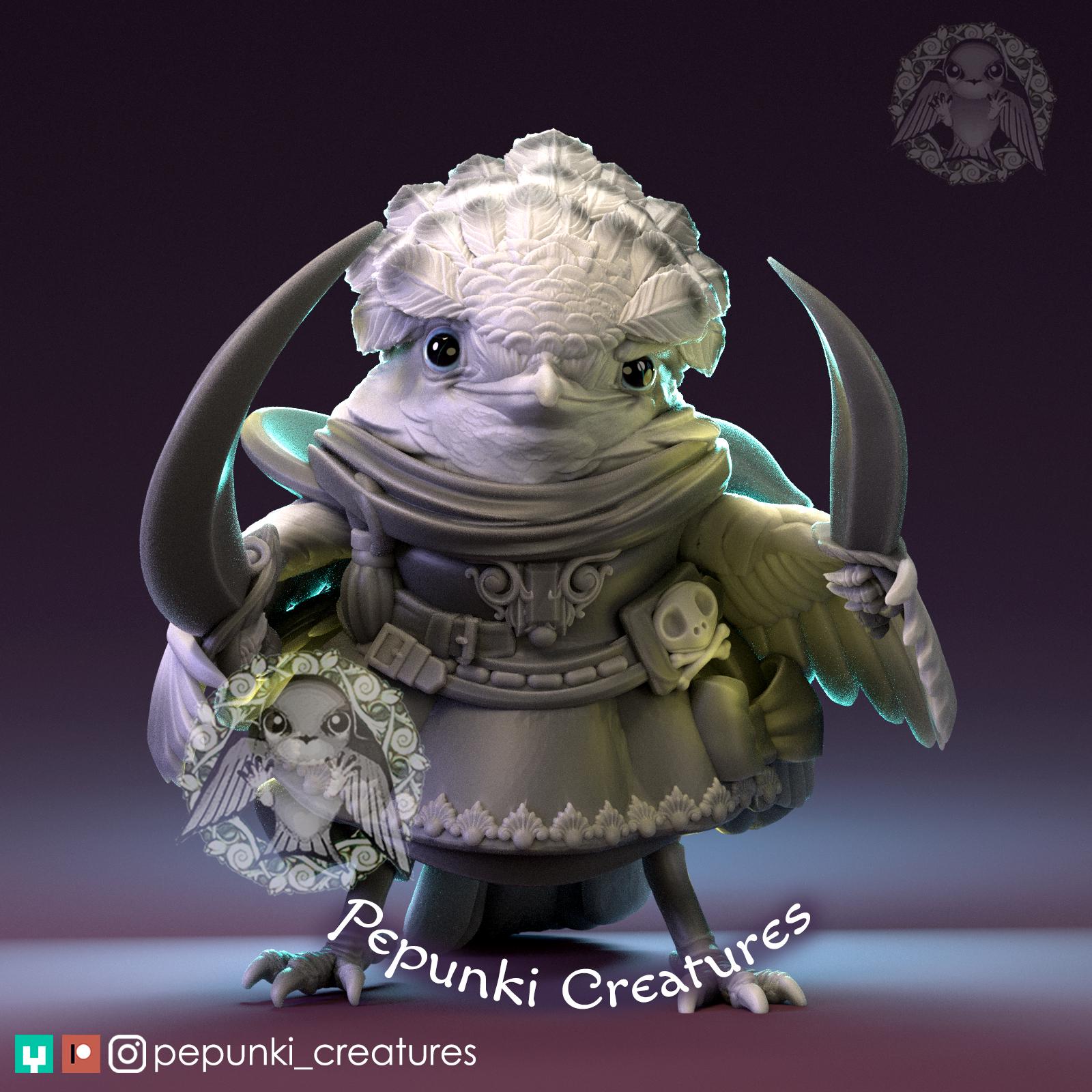 Flycatcher Lady Pirate | Tabletop Miniature | Pepunki Creatures