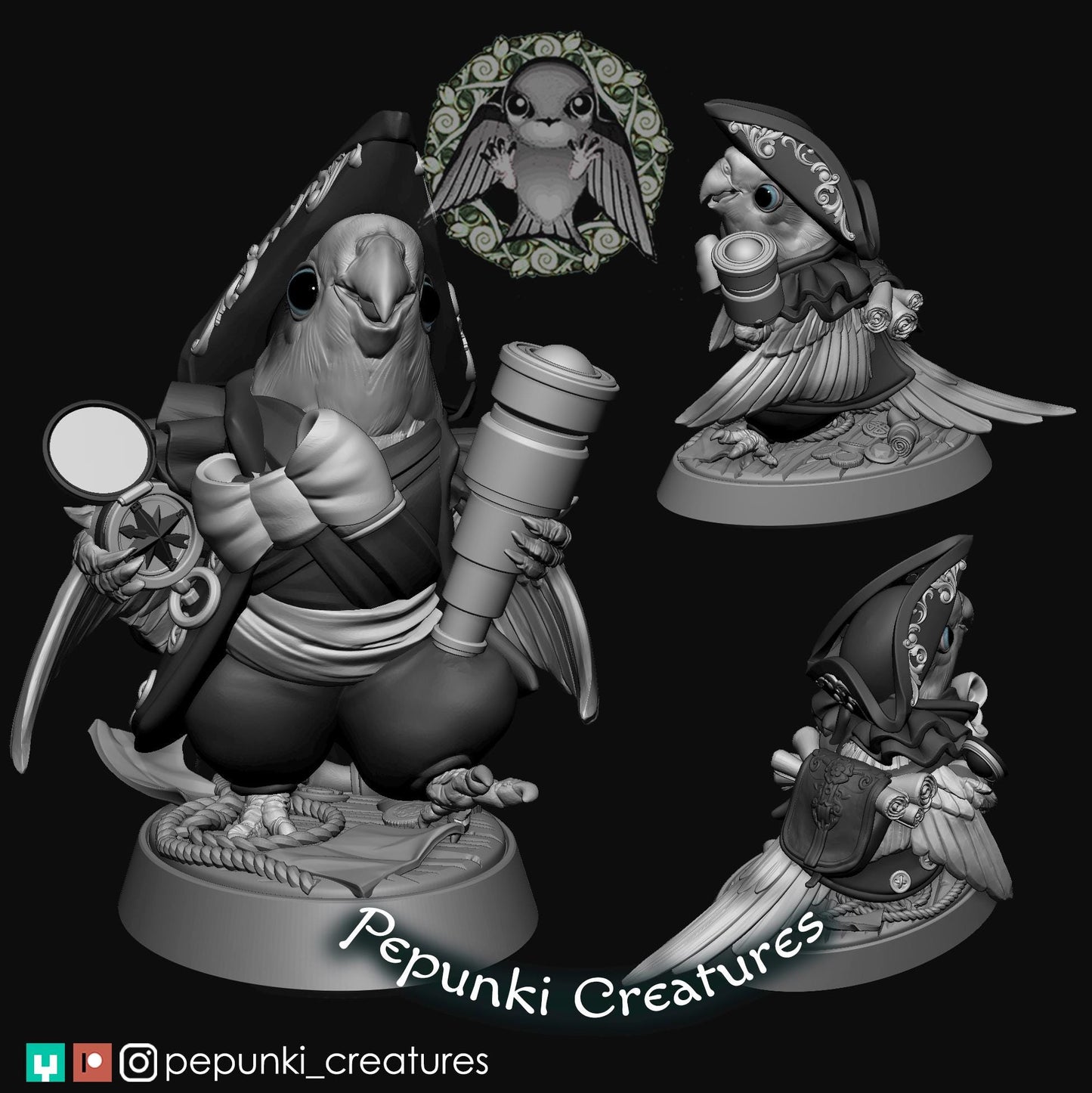 Cockatiel Navigator | Tabletop Miniature | Pepunki Creatures