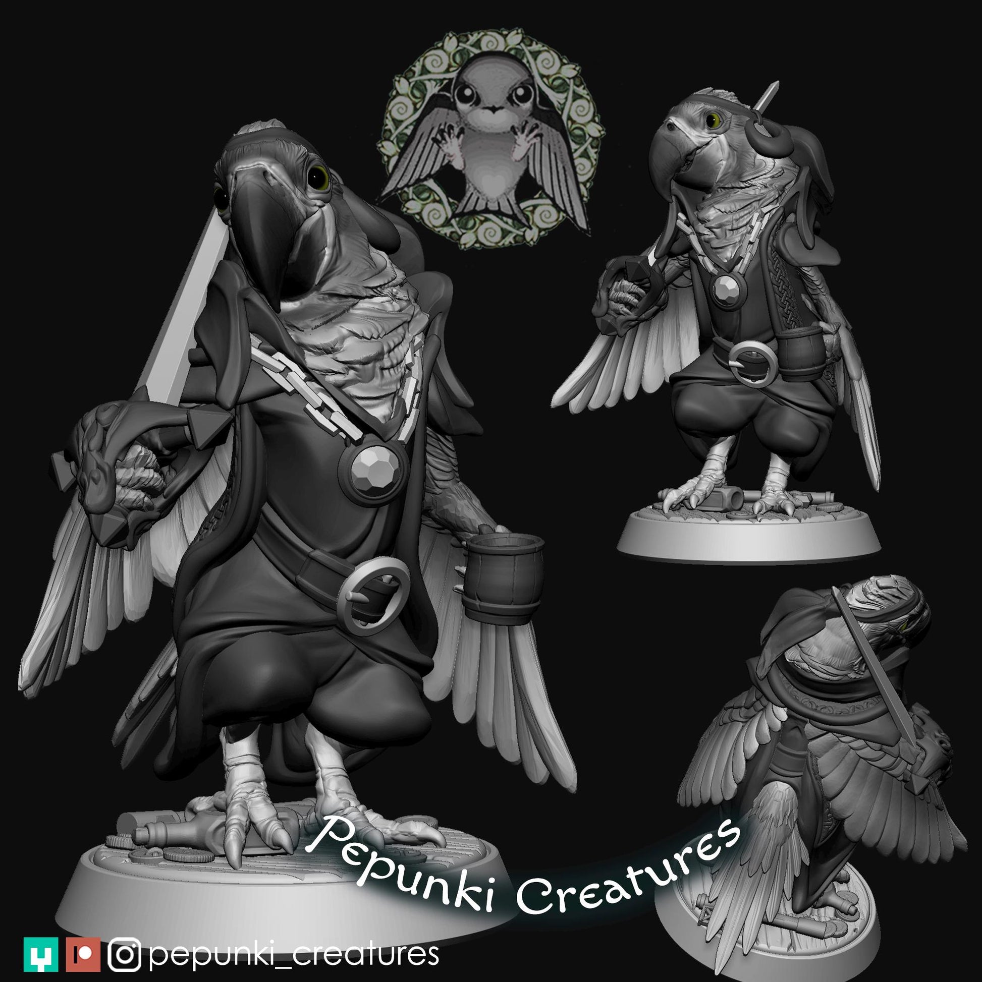 Macaw Pirate | Tabletop Miniature | Pepunki Creatures