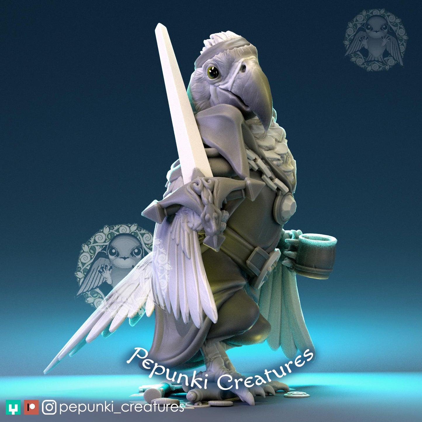 Macaw Pirate | Tabletop Miniature | Pepunki Creatures