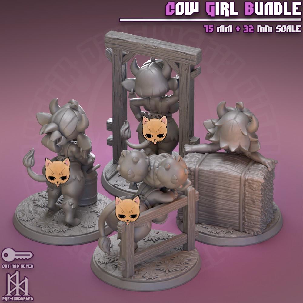 Cow Girl Miniatures | 3D Resin Figurine | Jigglystix