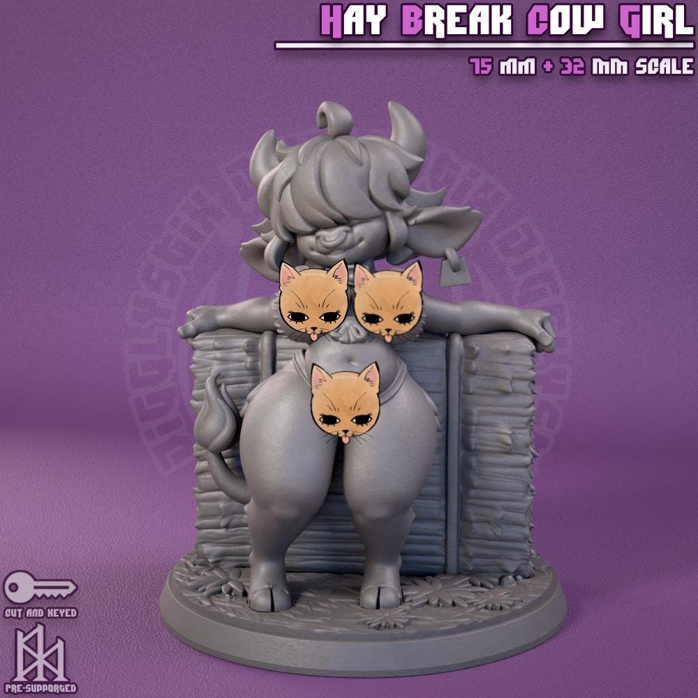 Cow Girl Miniatures | 3D Resin Figurine | Jigglystix