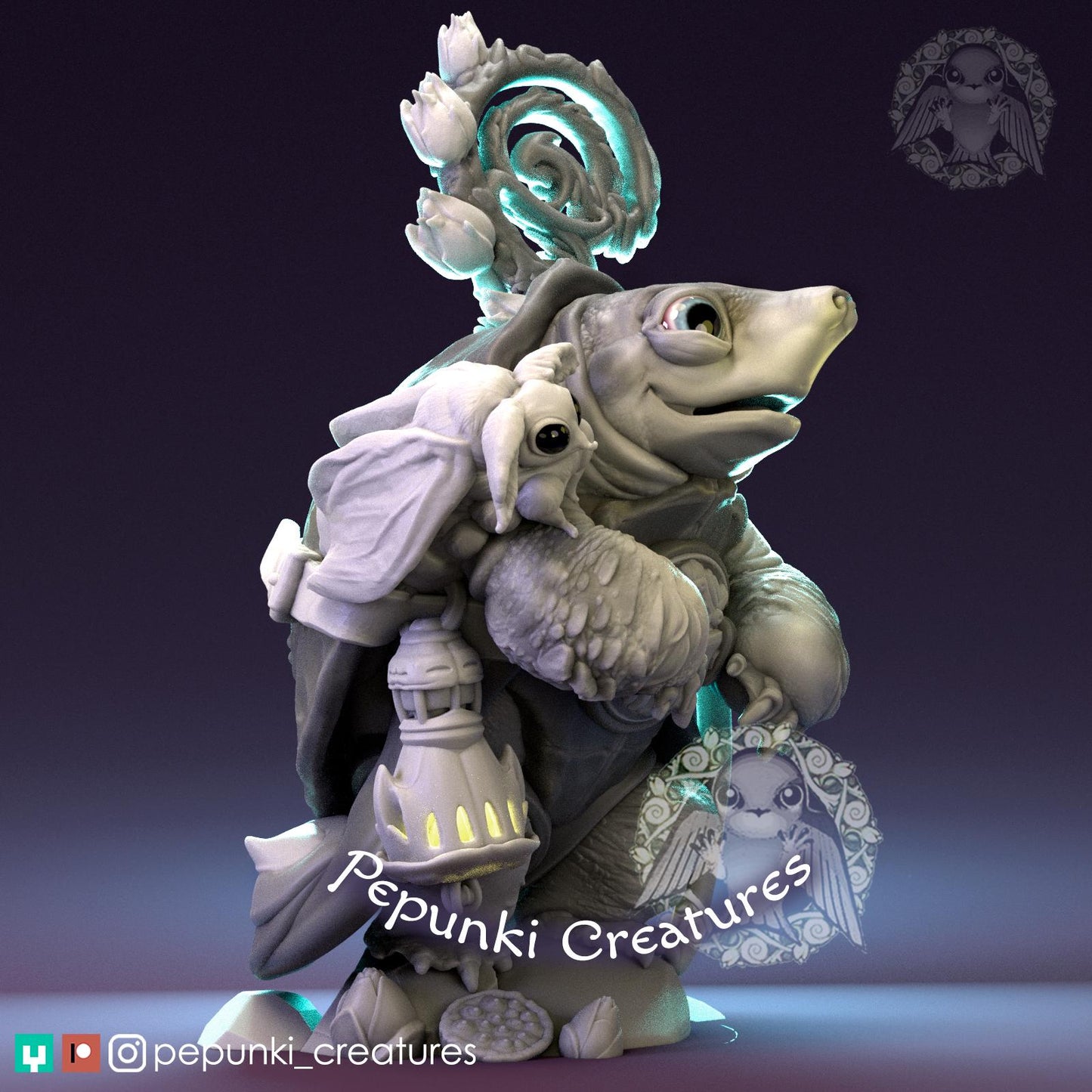 Pignose Turtle Druid | Tabletop Miniature | Pepunki Creatures