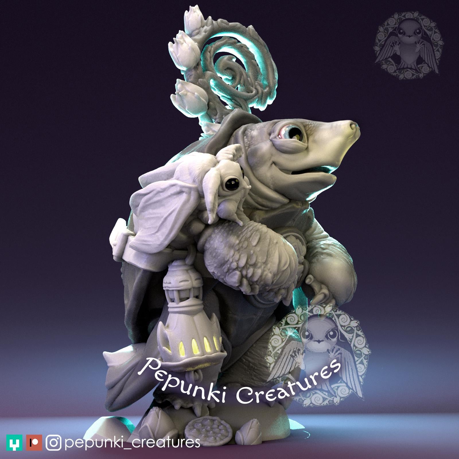 Pignose Turtle Druid | Tabletop Miniature | Pepunki Creatures
