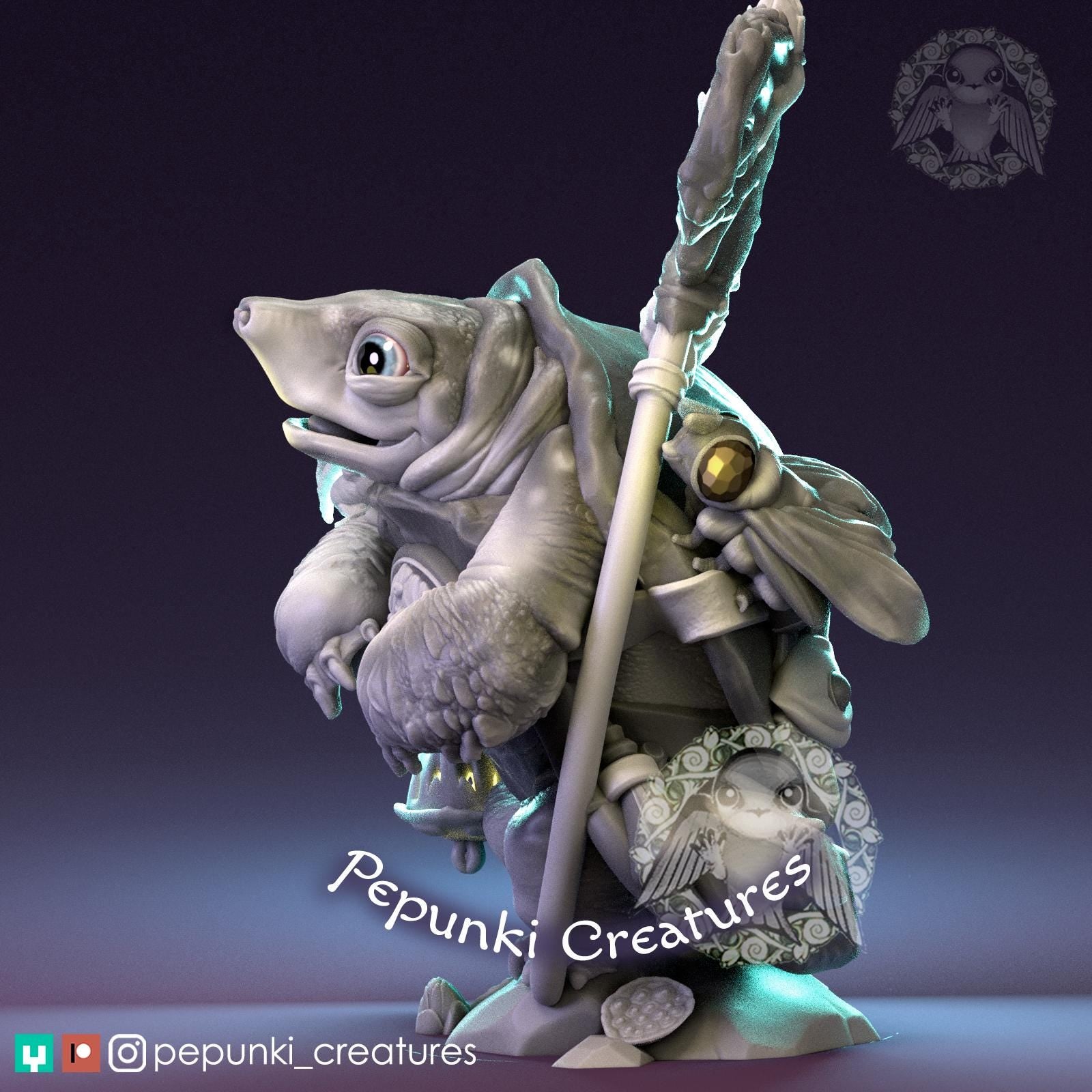 Pignose Turtle Druid | Tabletop Miniature | Pepunki Creatures