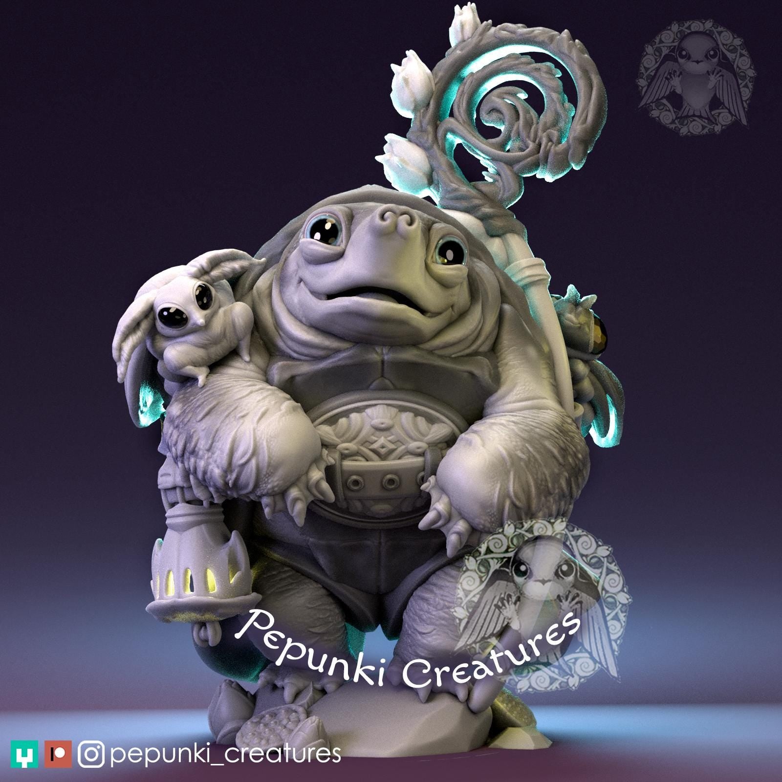 Pignose Turtle Druid | Tabletop Miniature | Pepunki Creatures