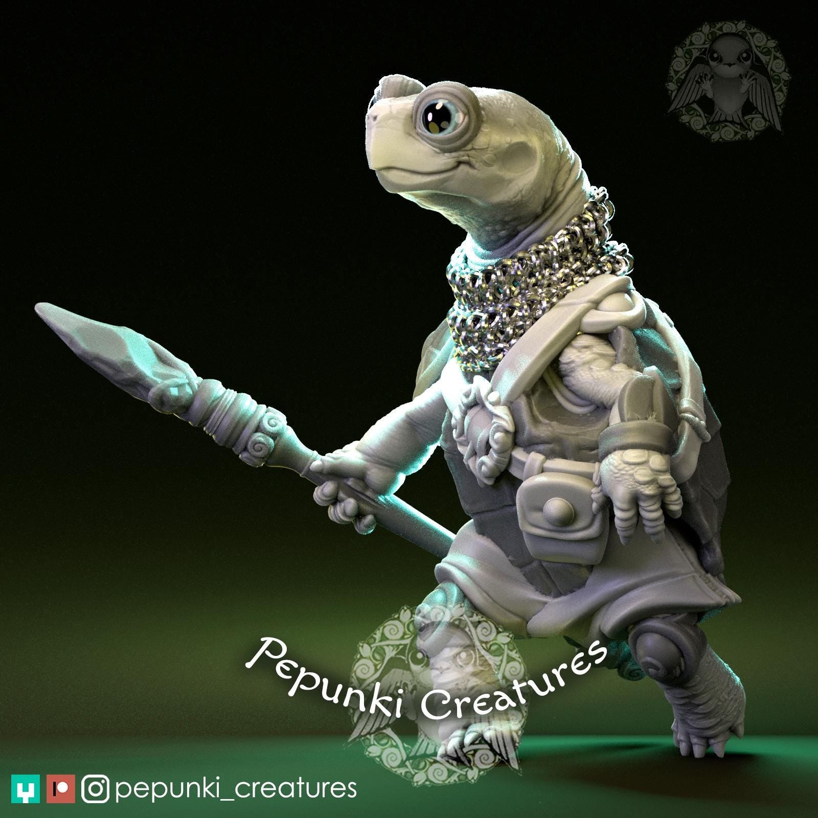 Turtle Warrior | Tabletop Miniature | Pepunki Creatures