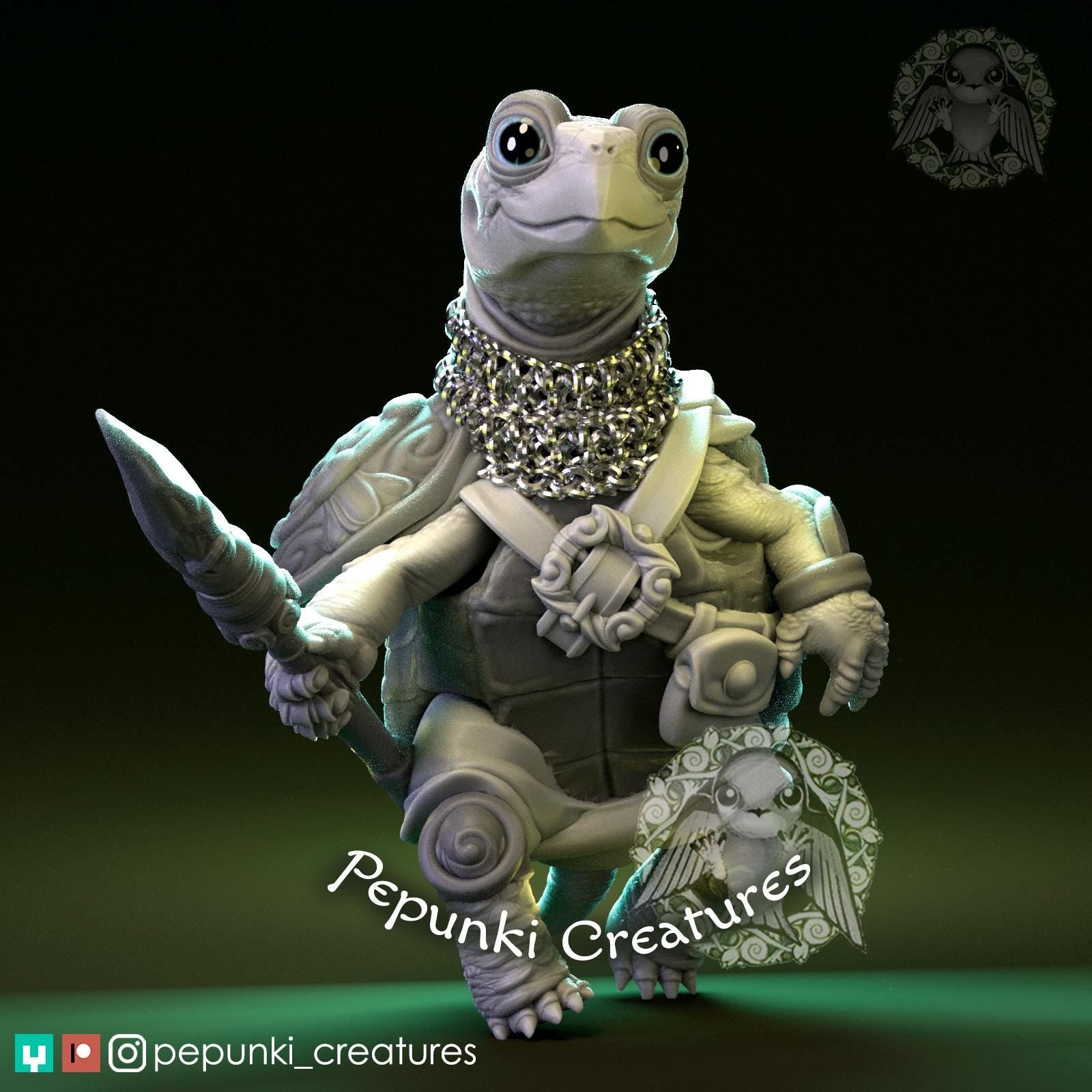 Turtle Warrior | Tabletop Miniature | Pepunki Creatures