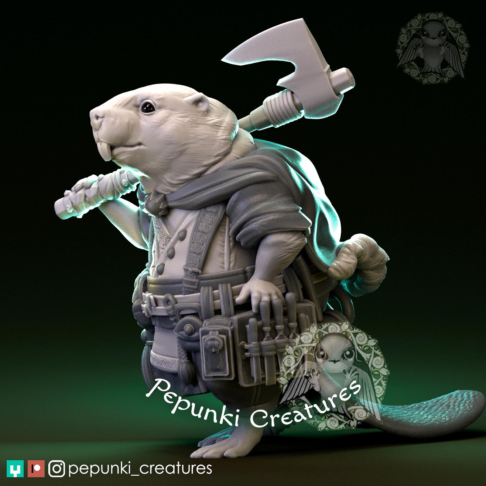 Beaver Carpenter | Tabletop Miniature | Pepunki Creatures