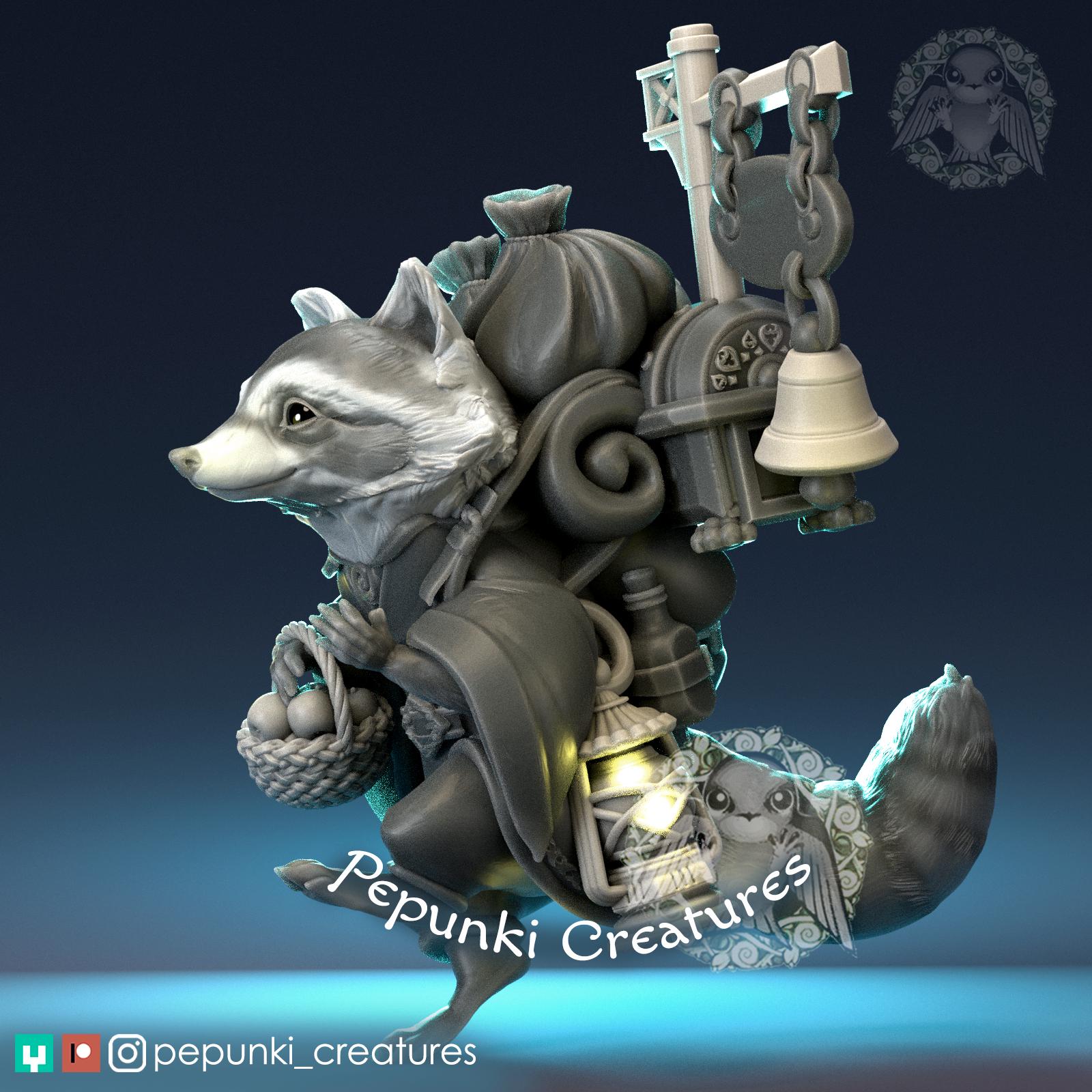 Raccoon Merchant | Tabletop Miniature | Pepunki Creatures