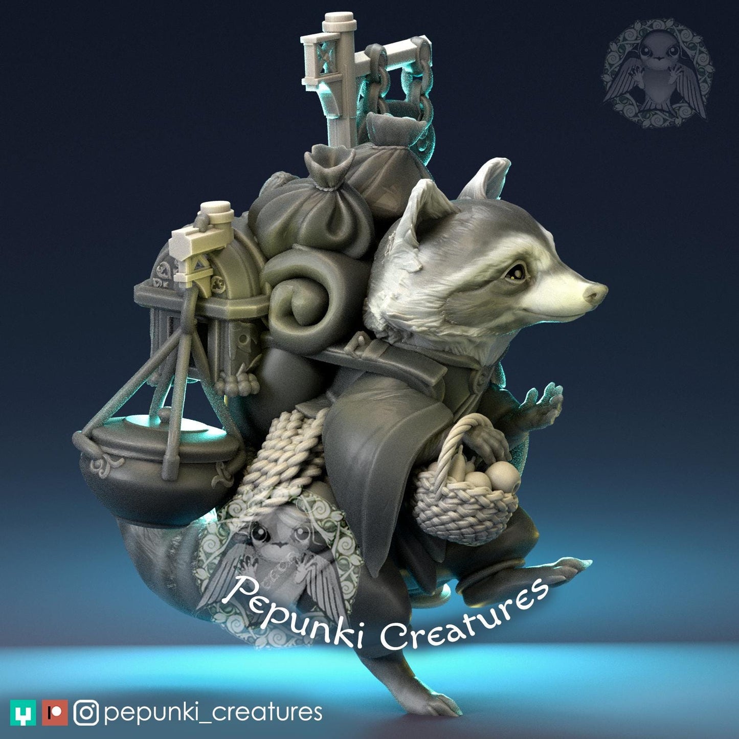 Raccoon Merchant | Tabletop Miniature | Pepunki Creatures