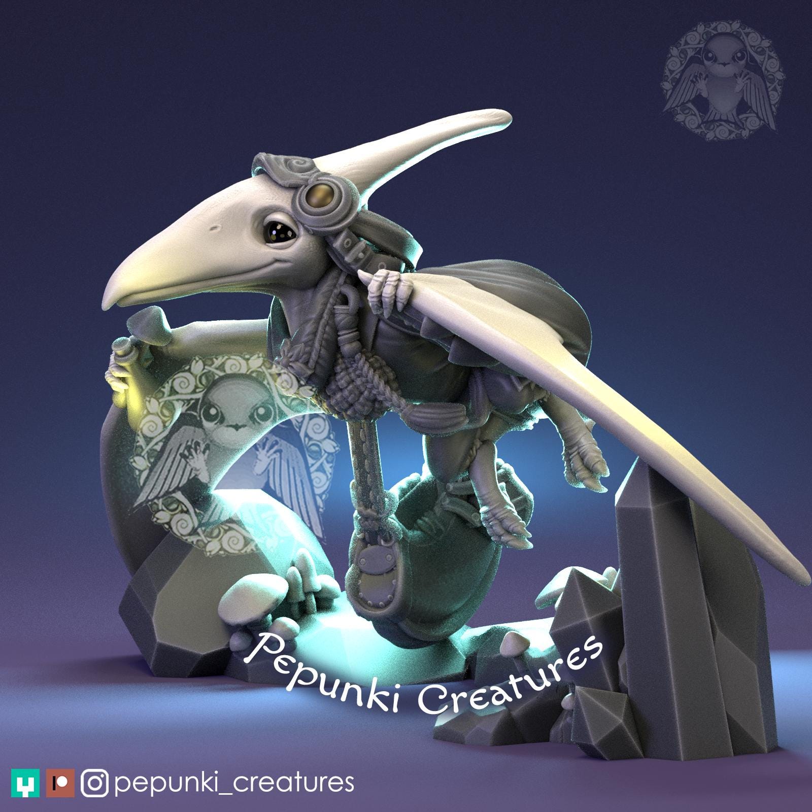 Pterodactyl Alchemist | Tabletop Miniature | Pepunki Creatures