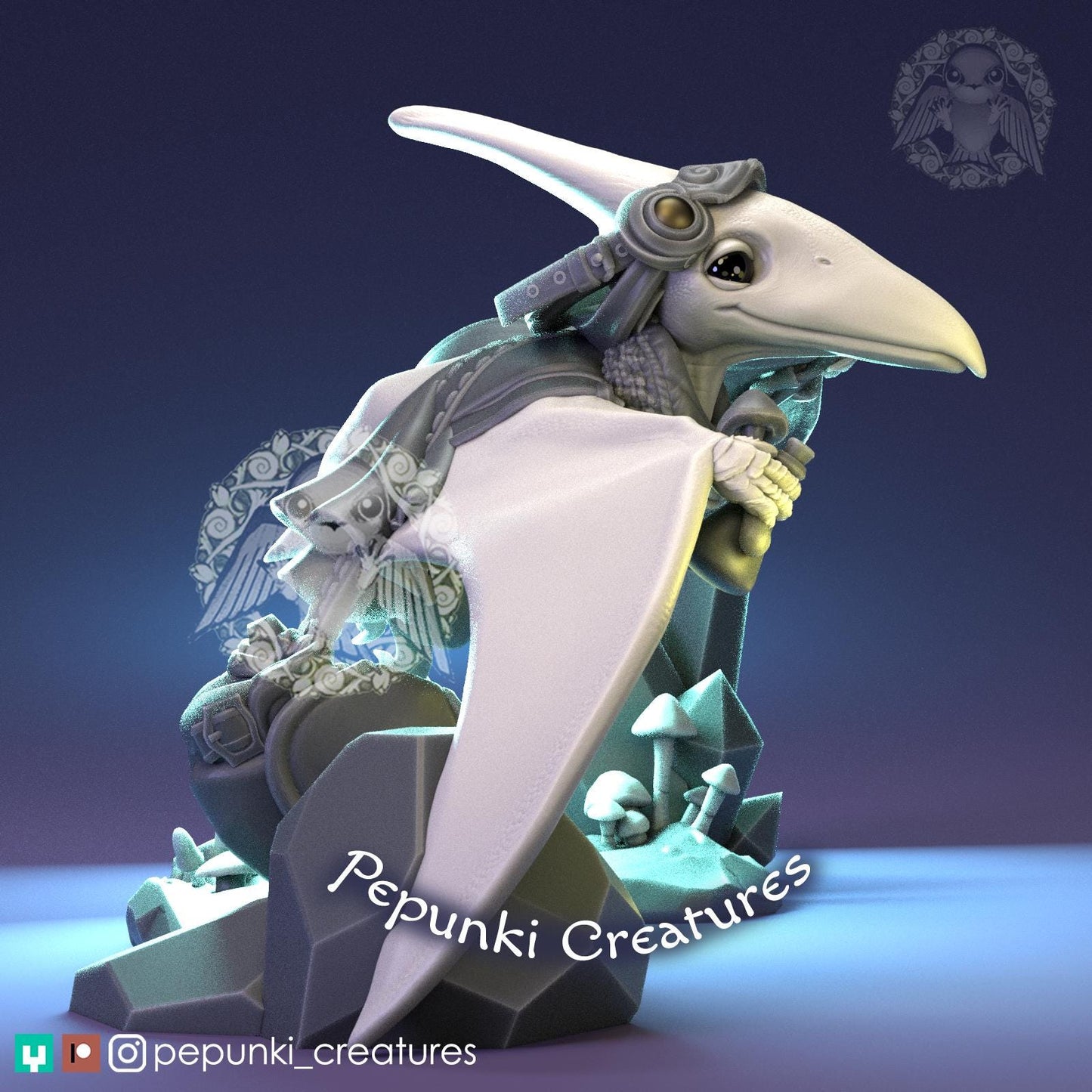 Pterodactyl Alchemist | Tabletop Miniature | Pepunki Creatures