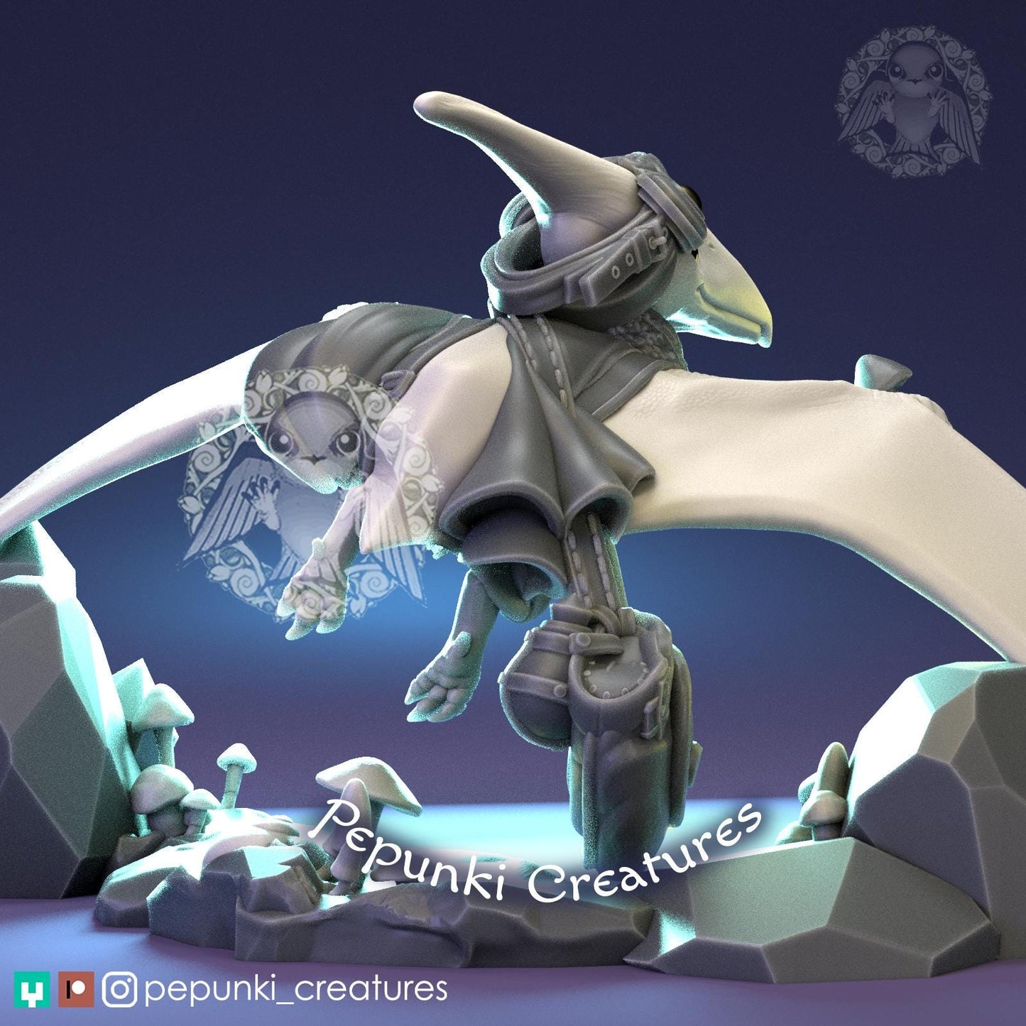 Pterodactyl Alchemist | Tabletop Miniature | Pepunki Creatures