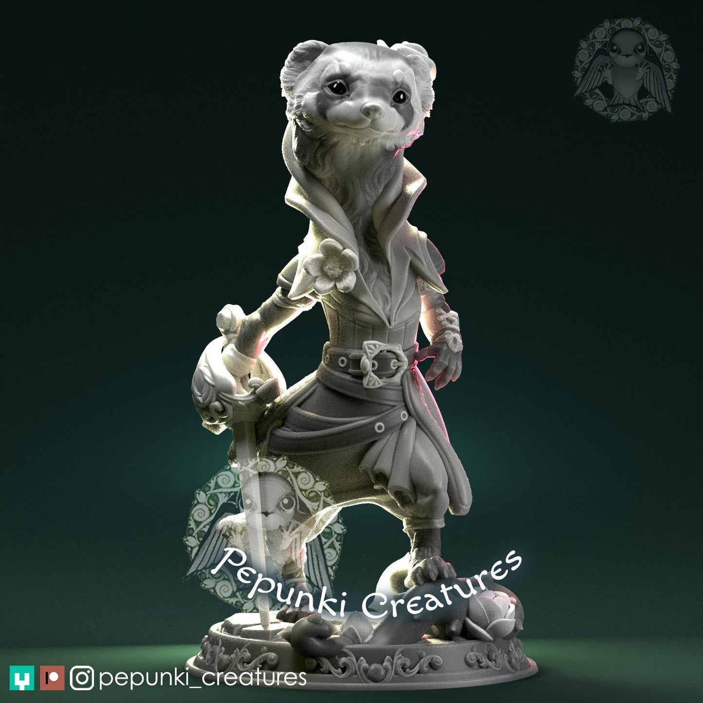 Rogue Ferret Lady | Tabletop Miniature | Pepunki Creatures