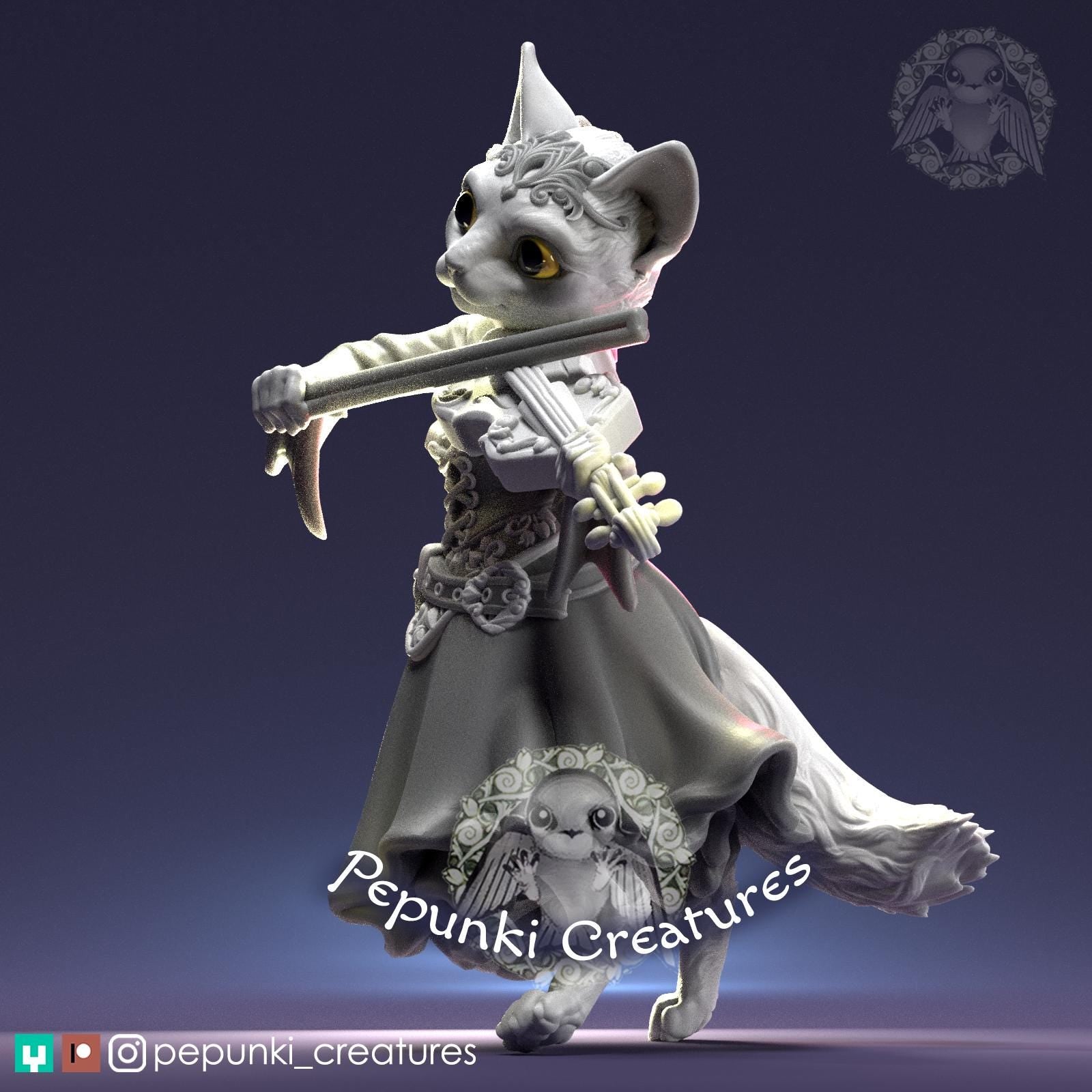 Cat Bard | Tabletop Miniature | Pepunki Creatures