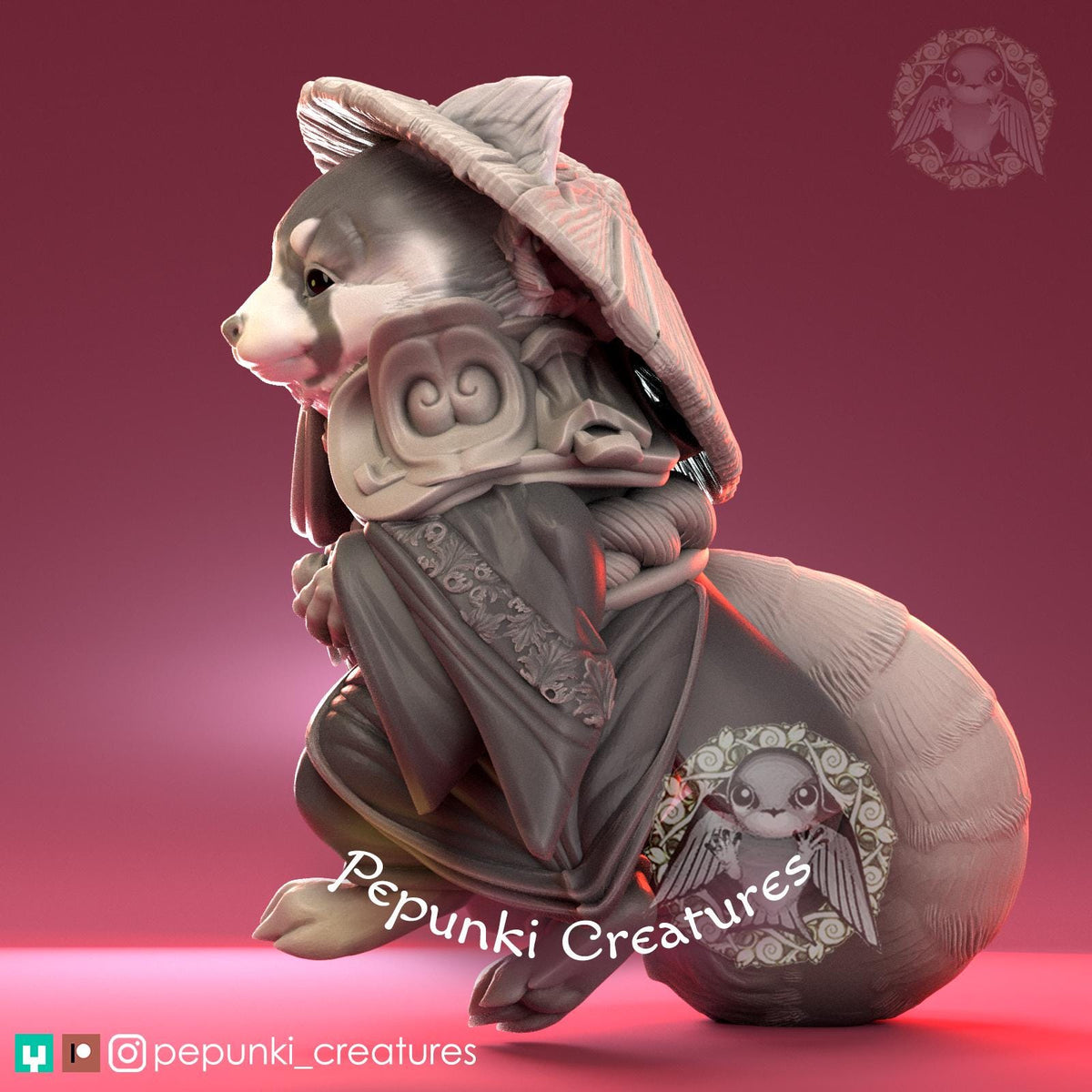 Red Panda Samurai Warrior | Tabletop Miniature | Pepunki Creatures