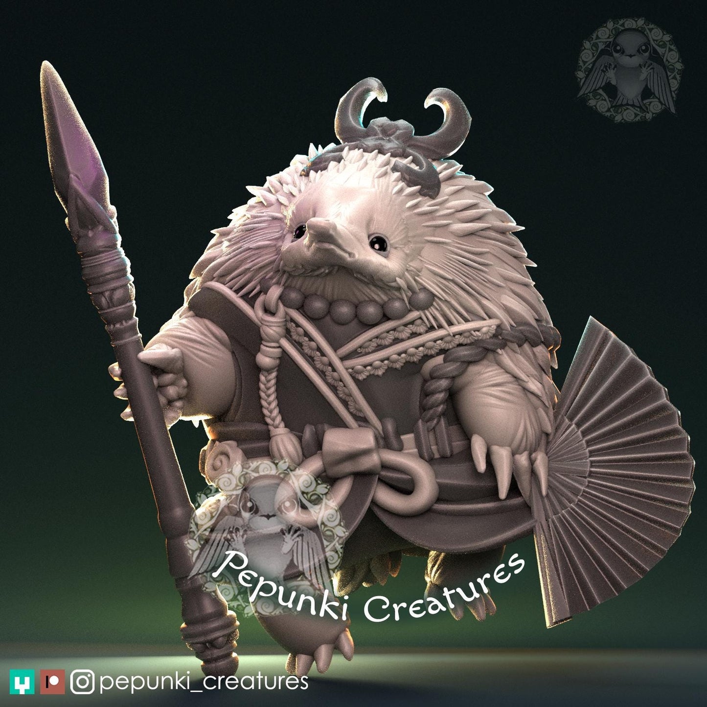 Echidna Spearman | Tabletop Miniature | Pepunki Creatures