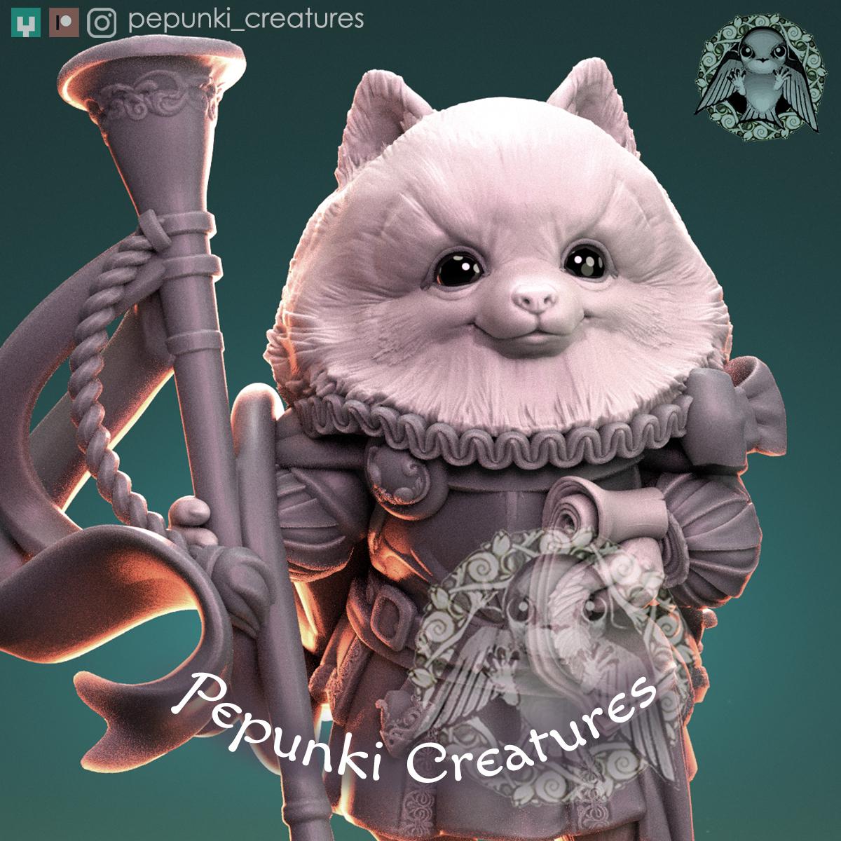 Pomeranian Herald | Tabletop Miniature | Pepunki Creatures