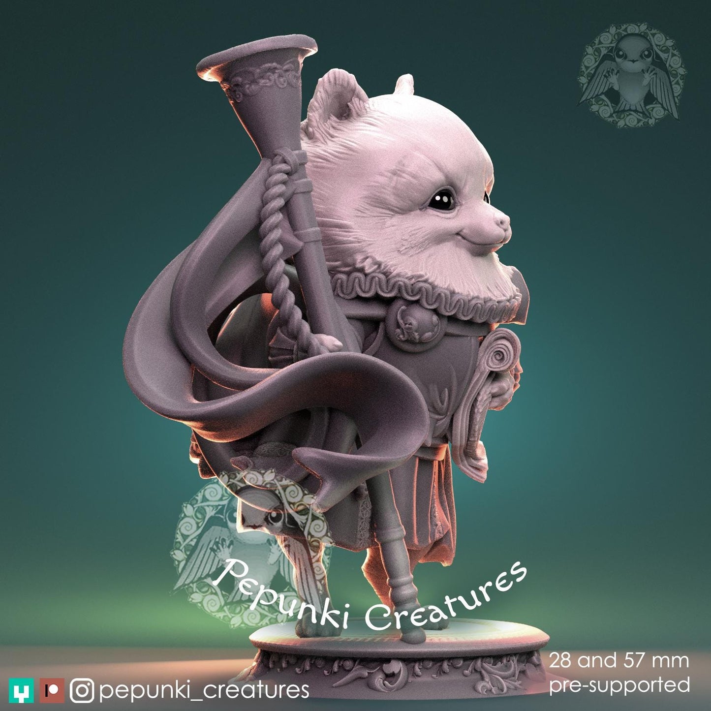 Pomeranian Herald | Tabletop Miniature | Pepunki Creatures