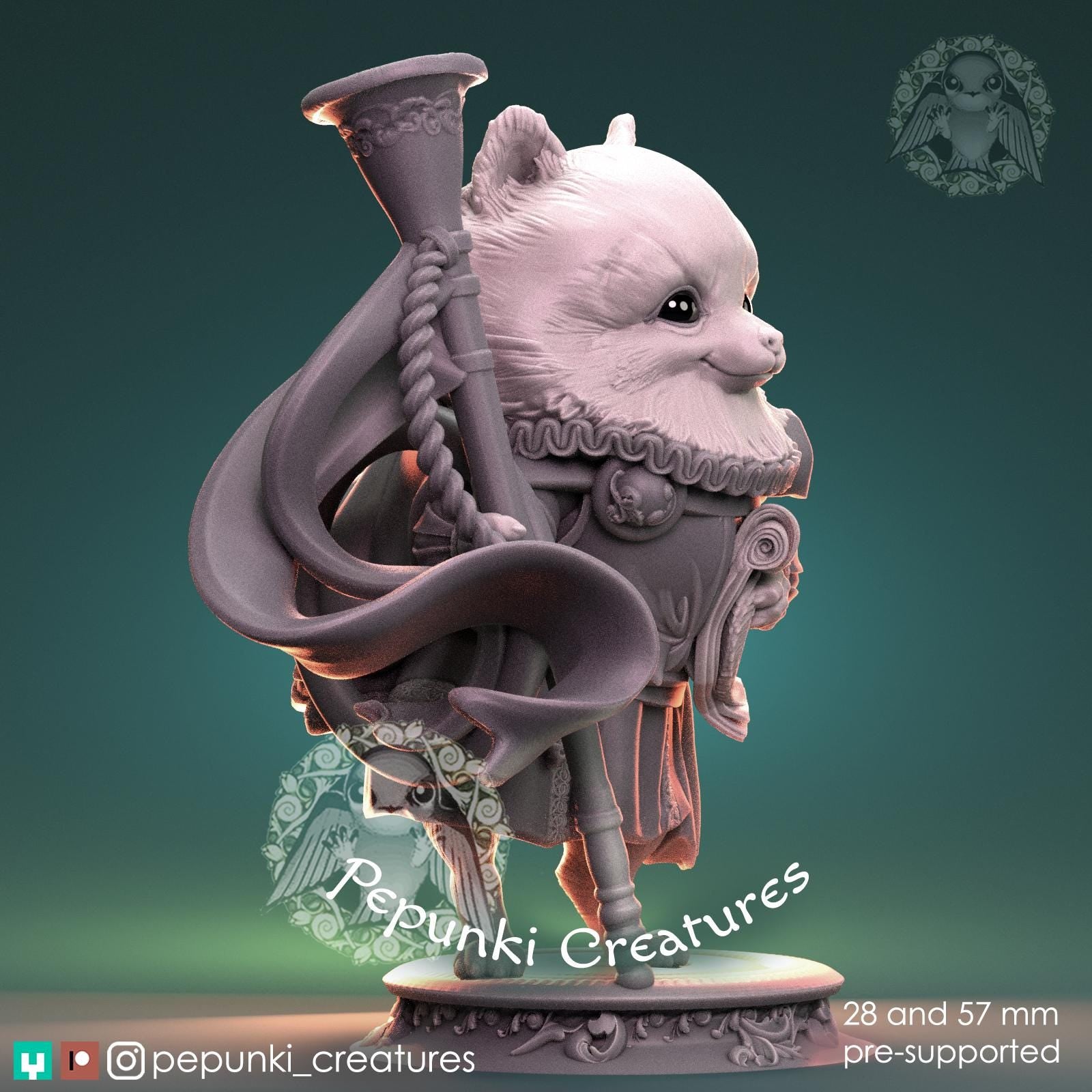 Pomeranian Herald | Tabletop Miniature | Pepunki Creatures