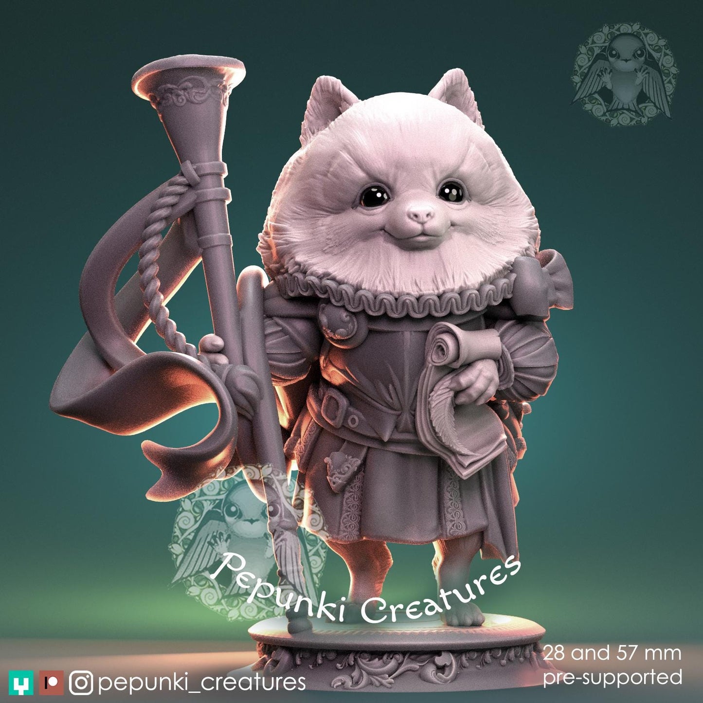 Pomeranian Herald | Tabletop Miniature | Pepunki Creatures