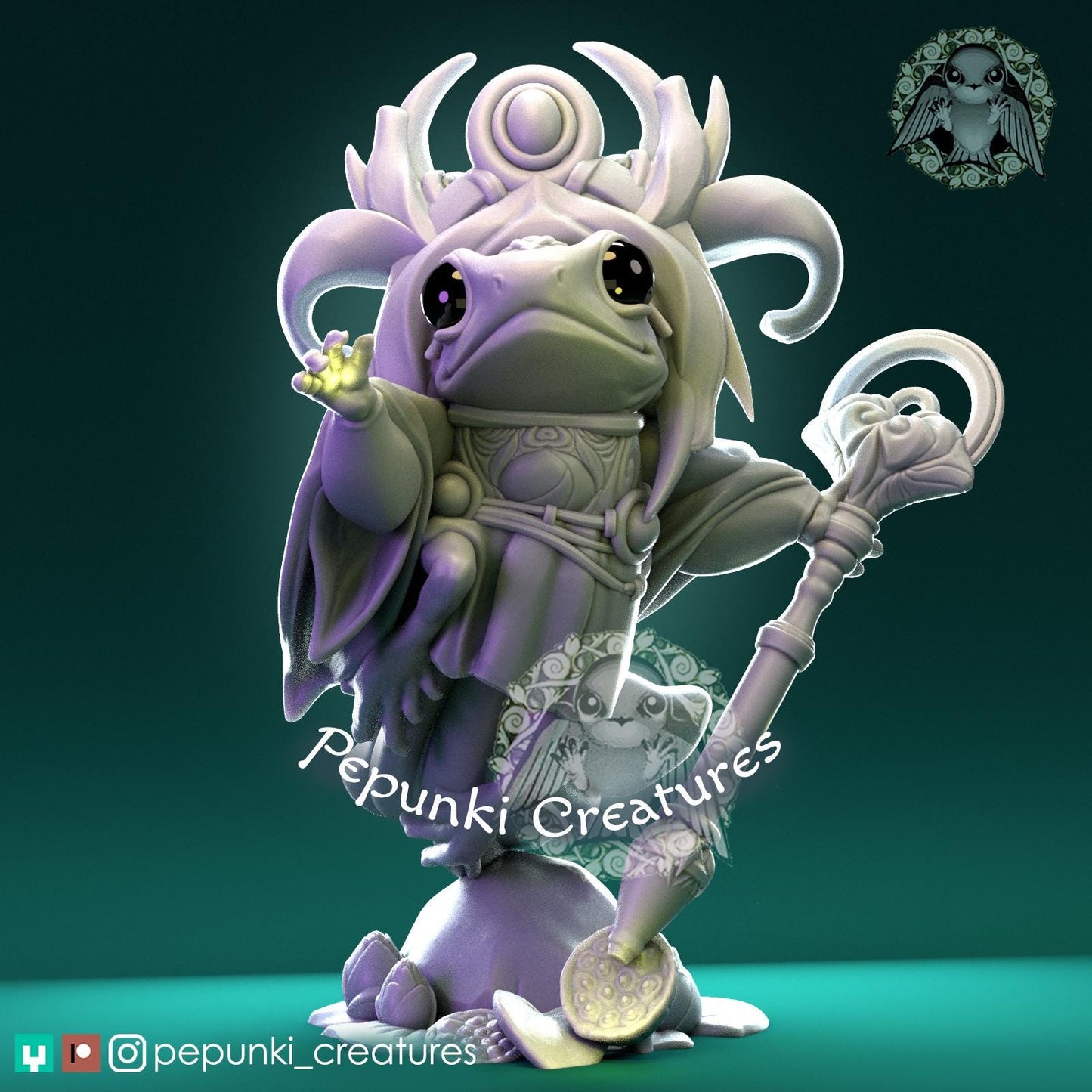 Poison Dart Frog Sorcerer | Tabletop Miniature | Pepunki Creatures