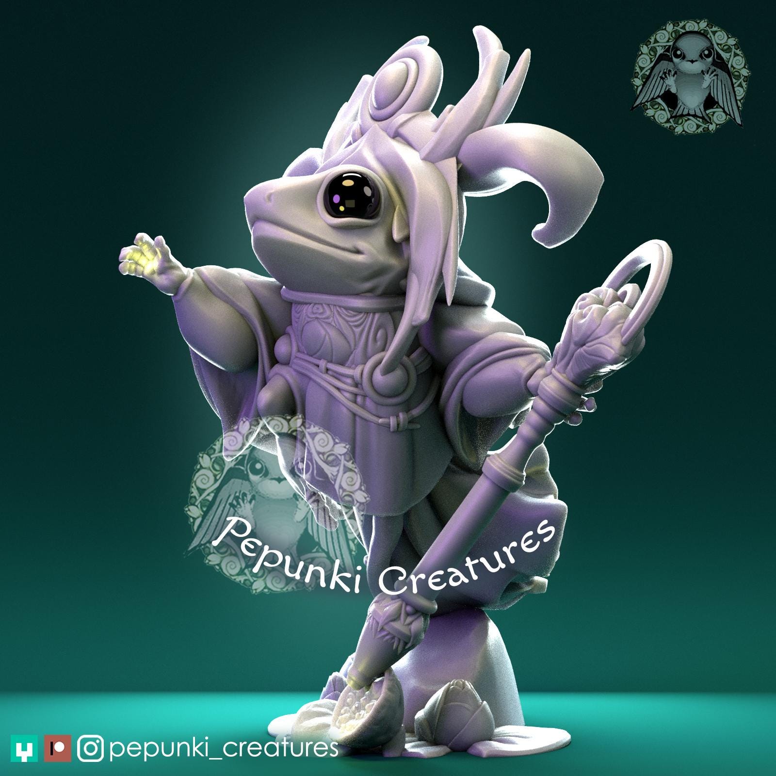 Poison Dart Frog Sorcerer | Tabletop Miniature | Pepunki Creatures