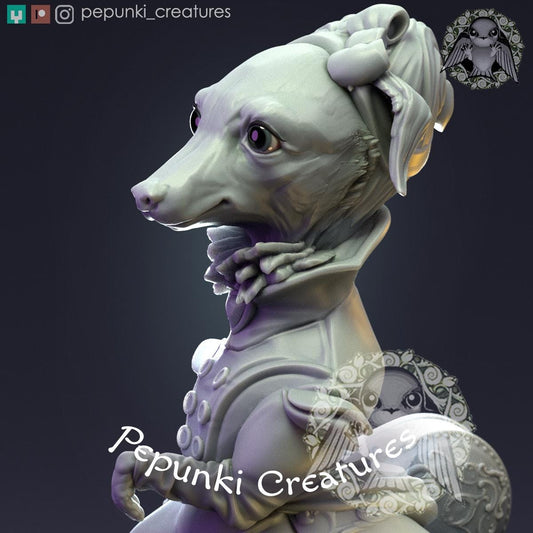 Greyhound Lady | Tabletop Miniature | Pepunki Creatures