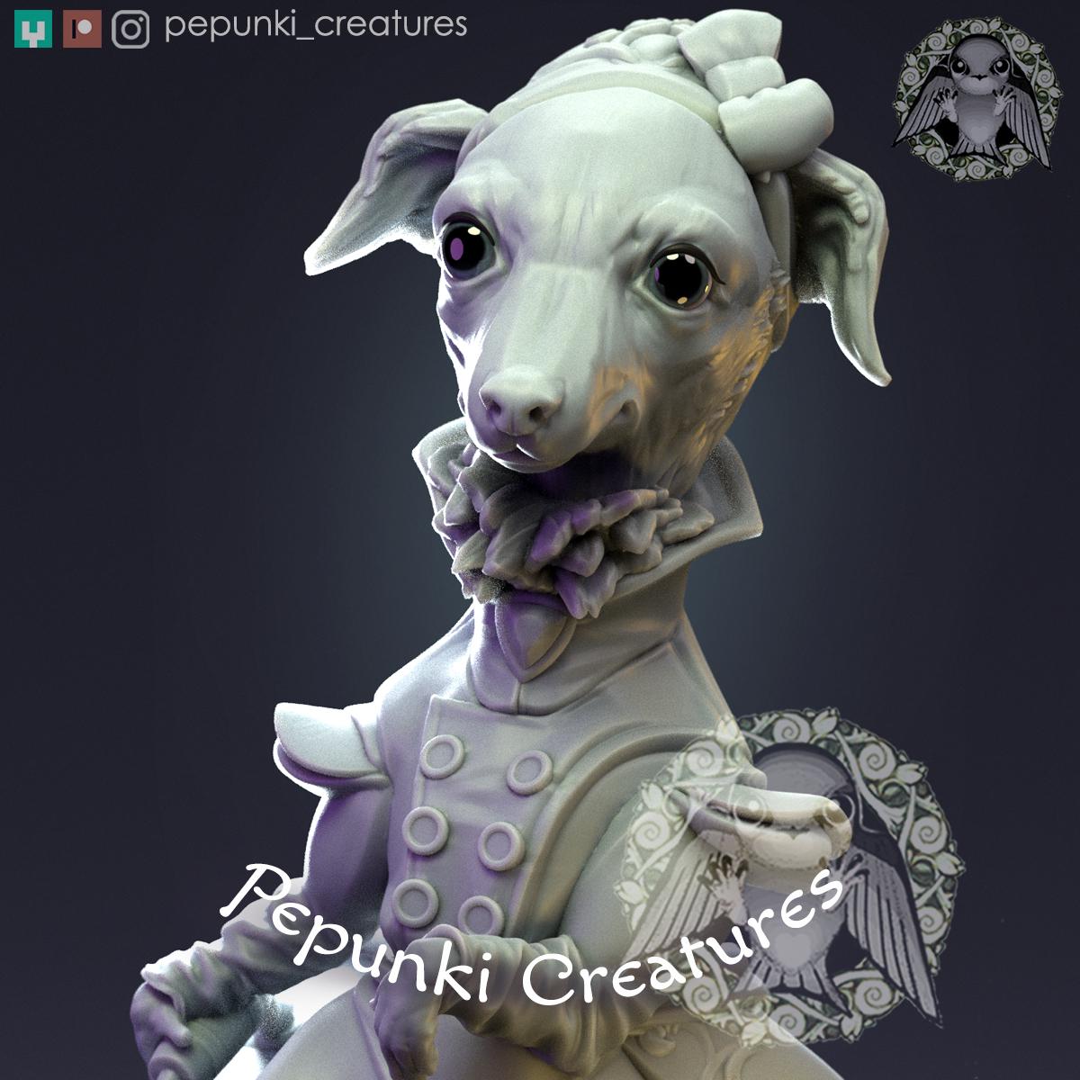 Greyhound Lady | Tabletop Miniature | Pepunki Creatures