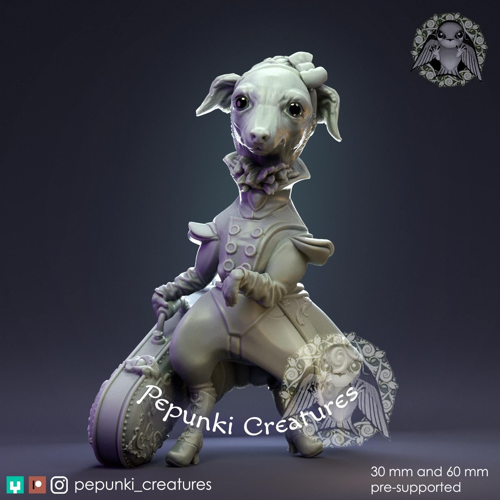 Greyhound Lady | Tabletop Miniature | Pepunki Creatures