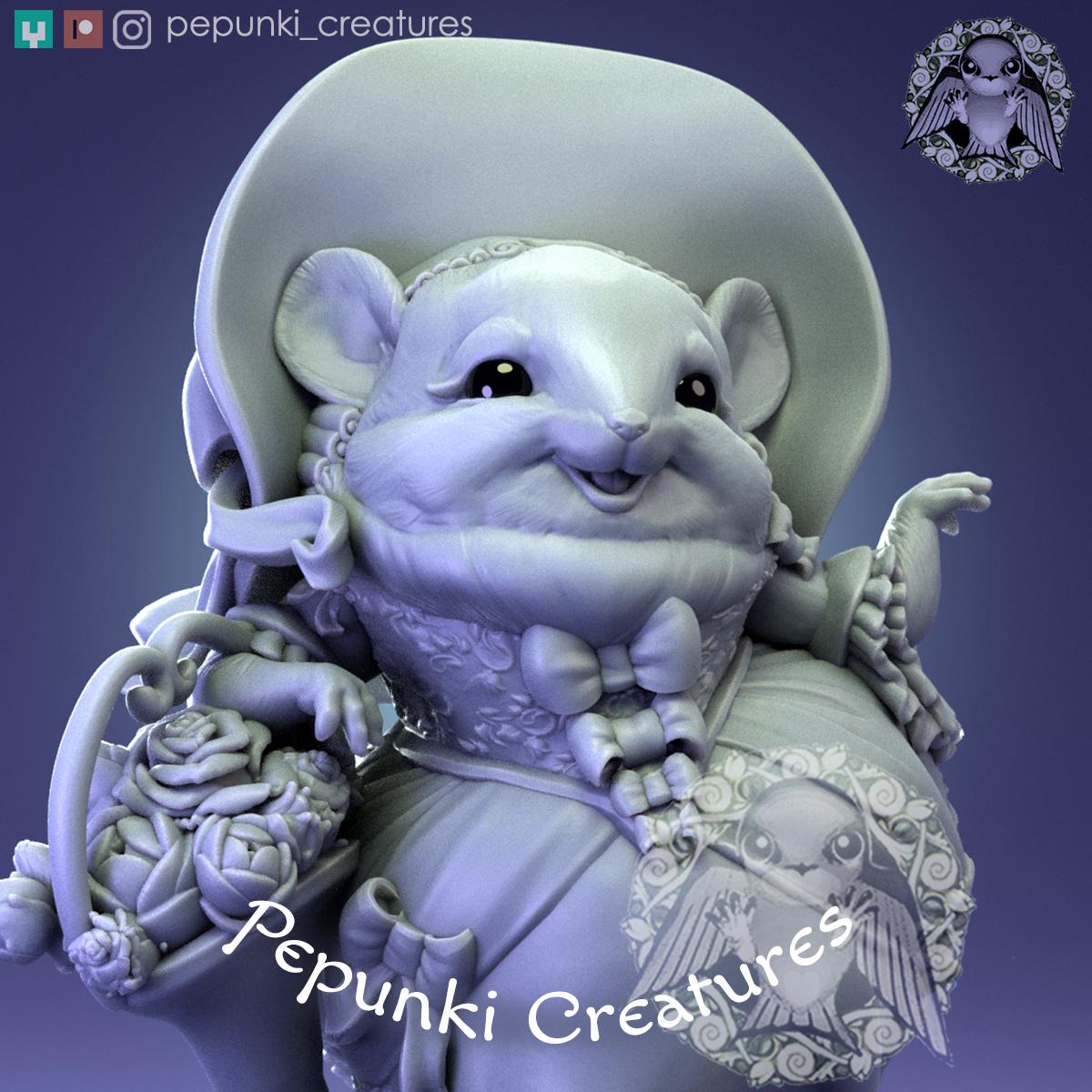 Chinchilla Florist | Tabletop Miniature | Pepunki Creatures