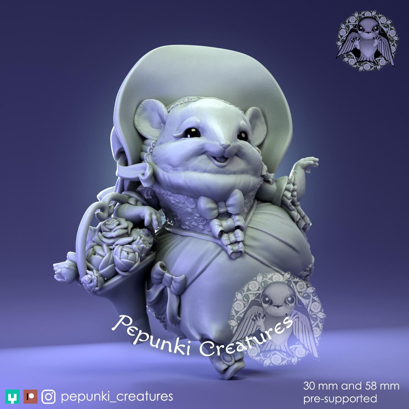 Chinchilla Florist | Tabletop Miniature | Pepunki Creatures