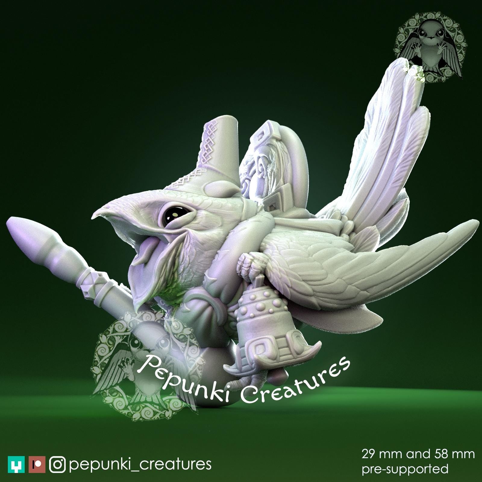 Nightjar Bird Herald | Tabletop Miniature | Pepunki Creatures
