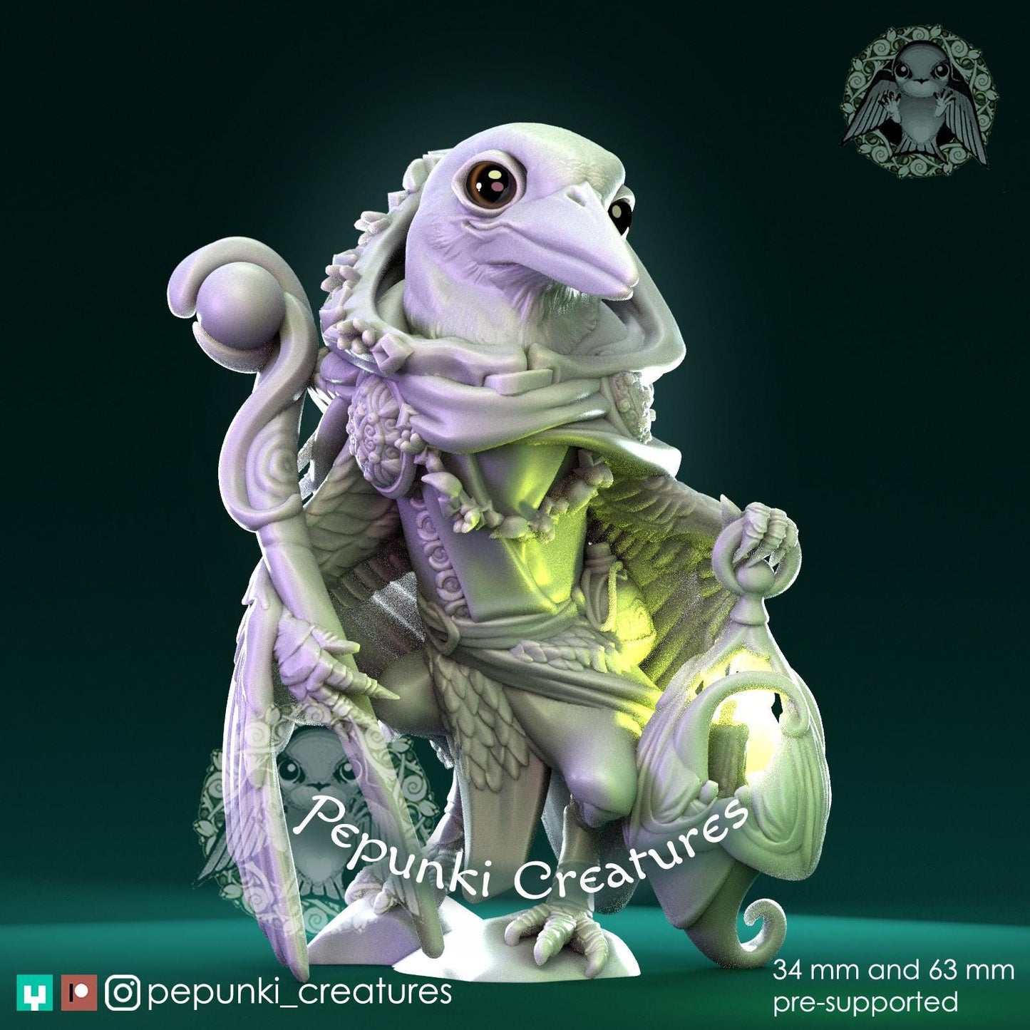Kingfisher Bird Druid | Tabletop Miniature | Pepunki Creatures