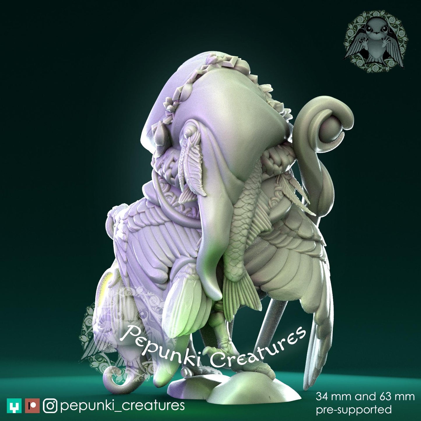 Kingfisher Bird Druid | Tabletop Miniature | Pepunki Creatures