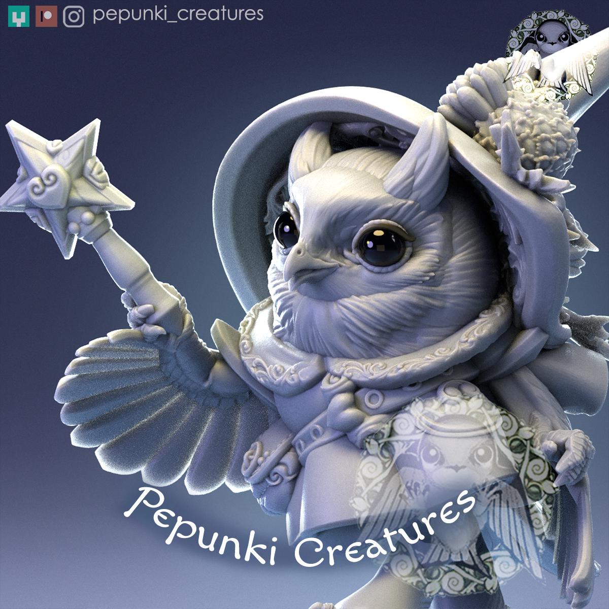 Owl Mage | Tabletop Miniature | Pepunki Creatures