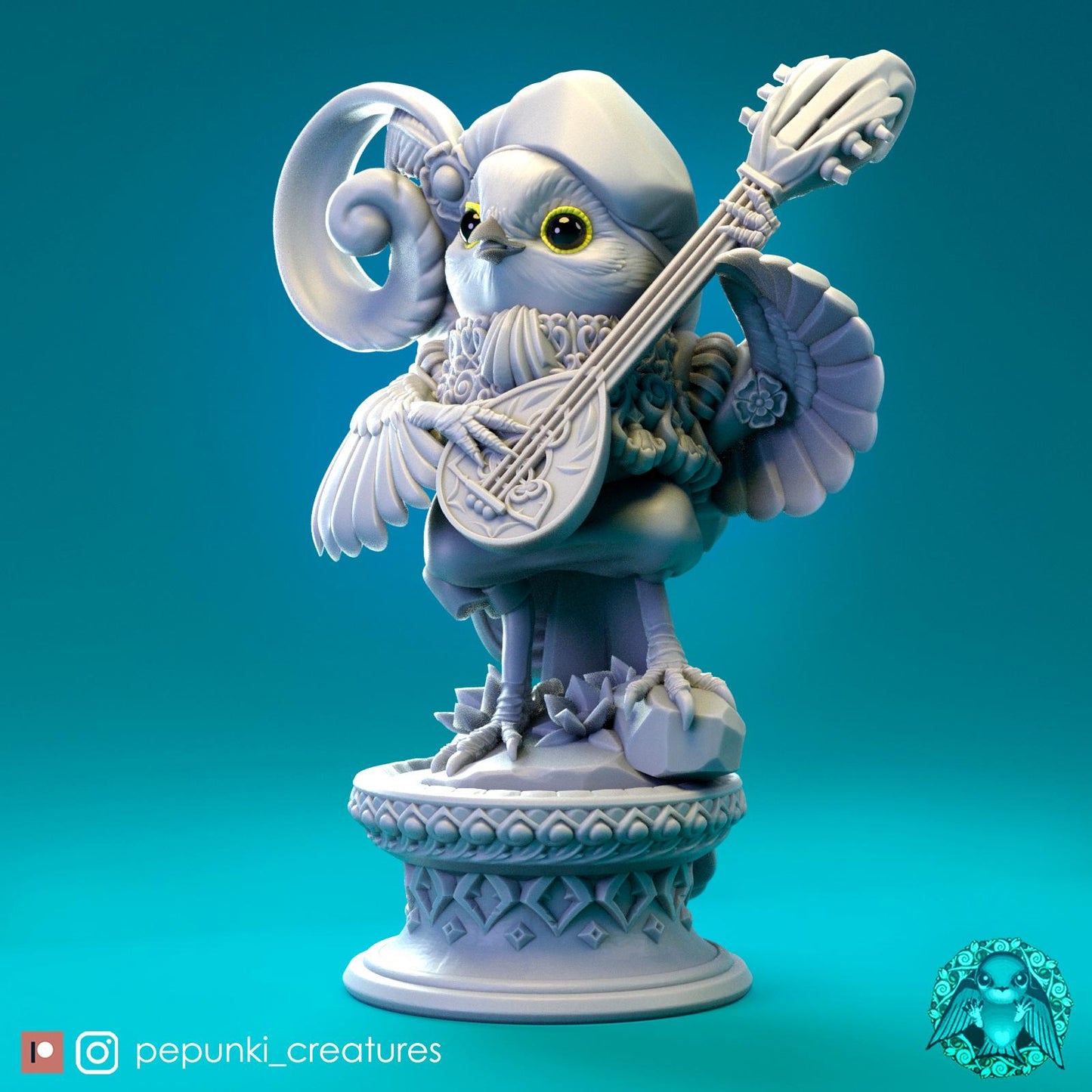 Bird Bard | Tabletop Miniature | Pepunki Creatures