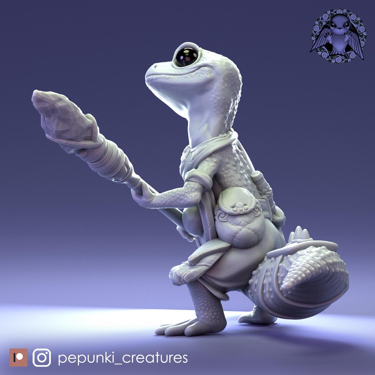 Gecko Spearman | Tabletop Miniature | Pepunki Creatures