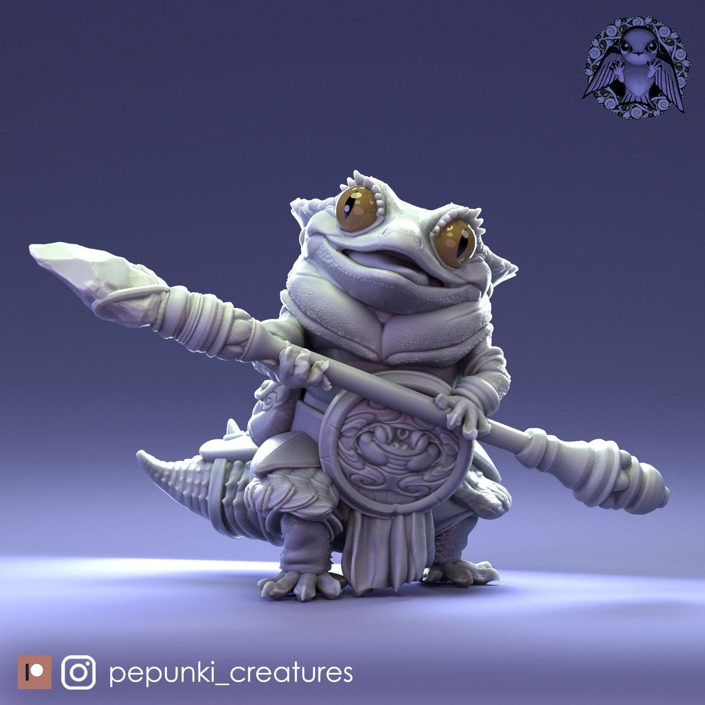 Crested Gecko Spearman | Tabletop Miniature | Pepunki Creatures