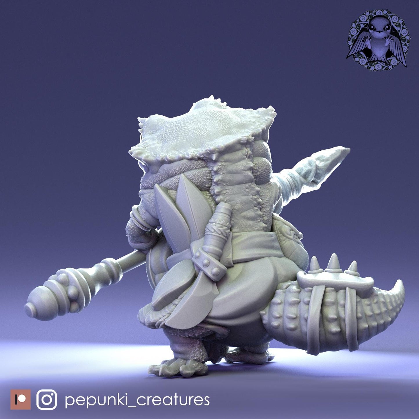 Crested Gecko Spearman | Tabletop Miniature | Pepunki Creatures