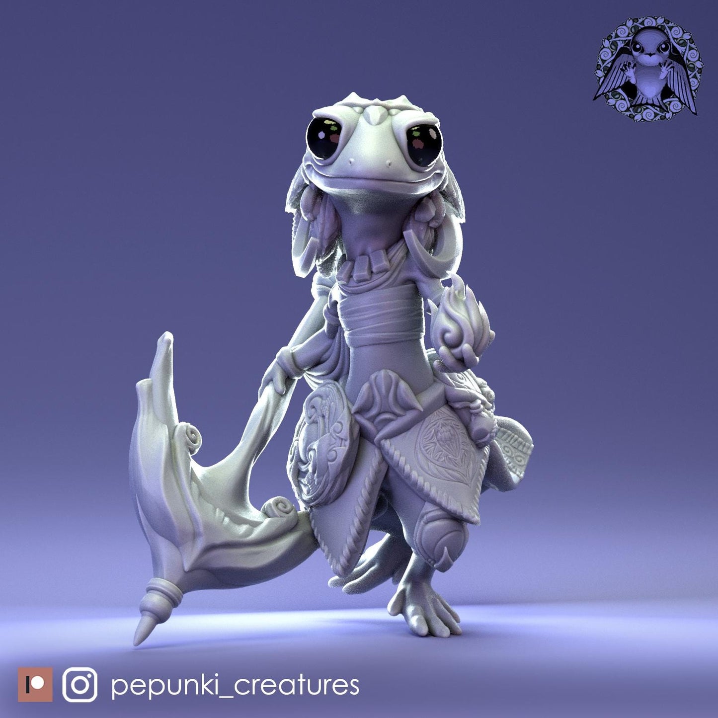 Gecko Mage | Tabletop Miniature | Pepunki Creatures