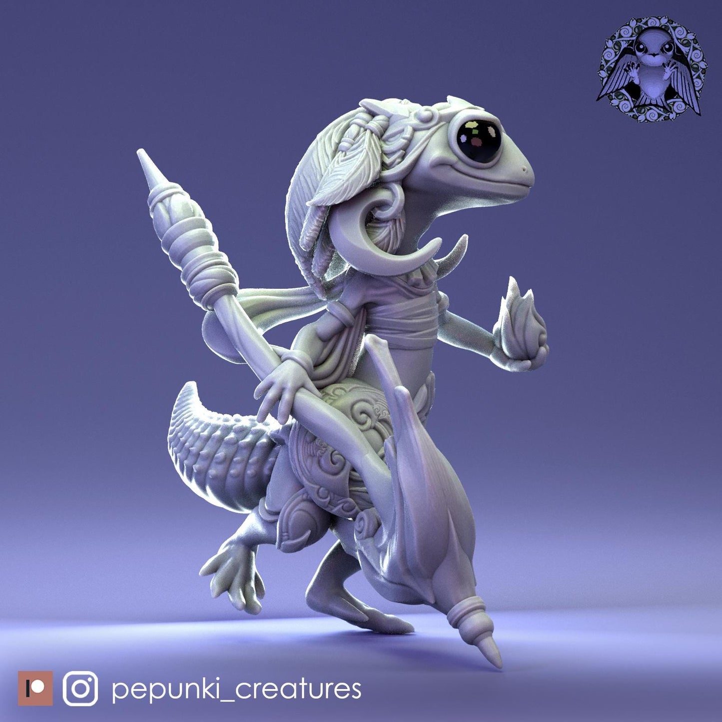 Gecko Mage | Tabletop Miniature | Pepunki Creatures