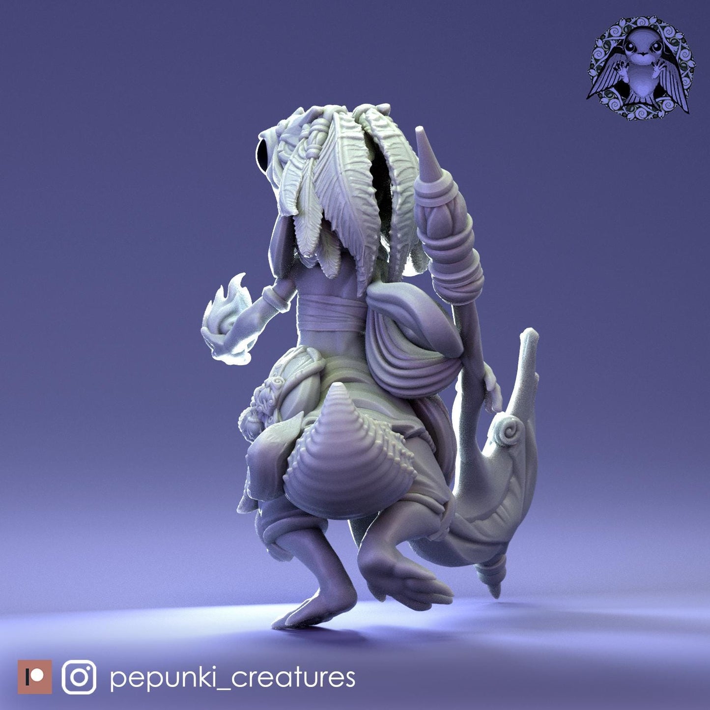 Gecko Mage | Tabletop Miniature | Pepunki Creatures